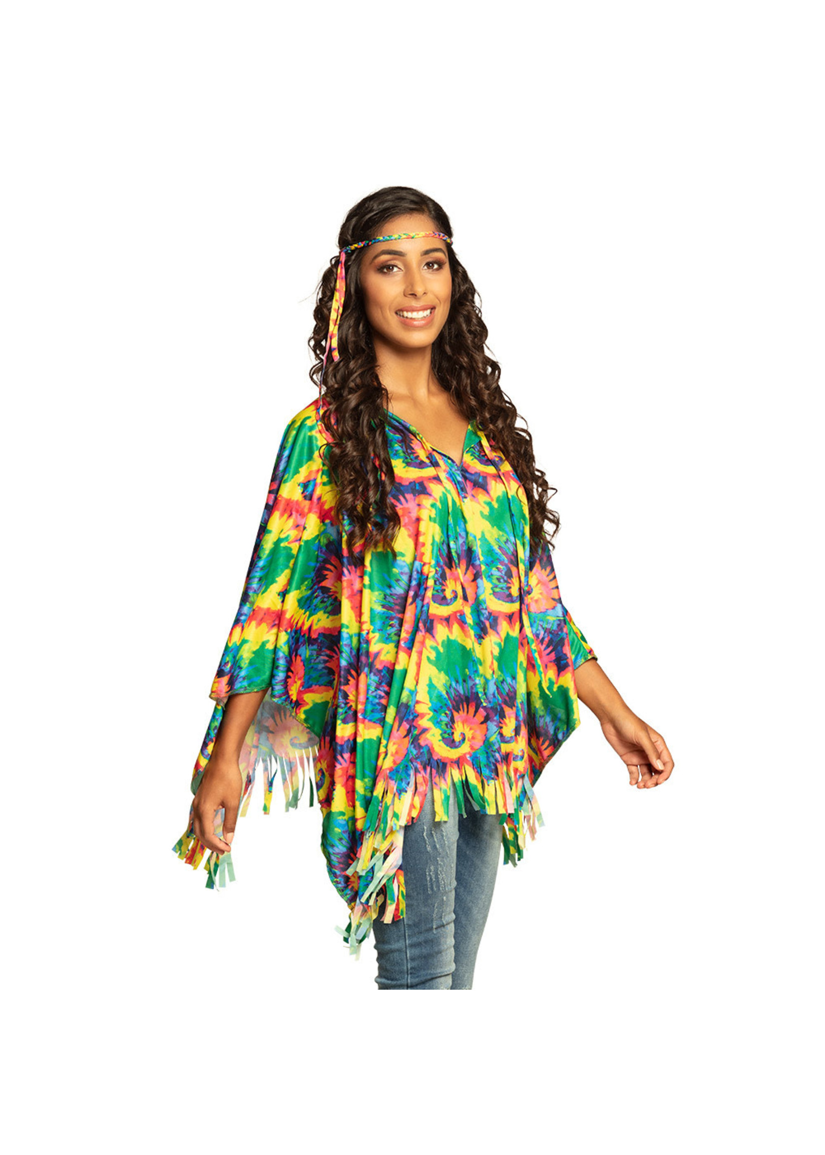 Boland Poncho Hippie met hoofdbandje