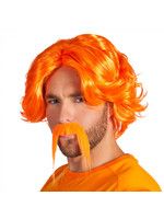 Feestkleding Breda Pruik en snor oranje