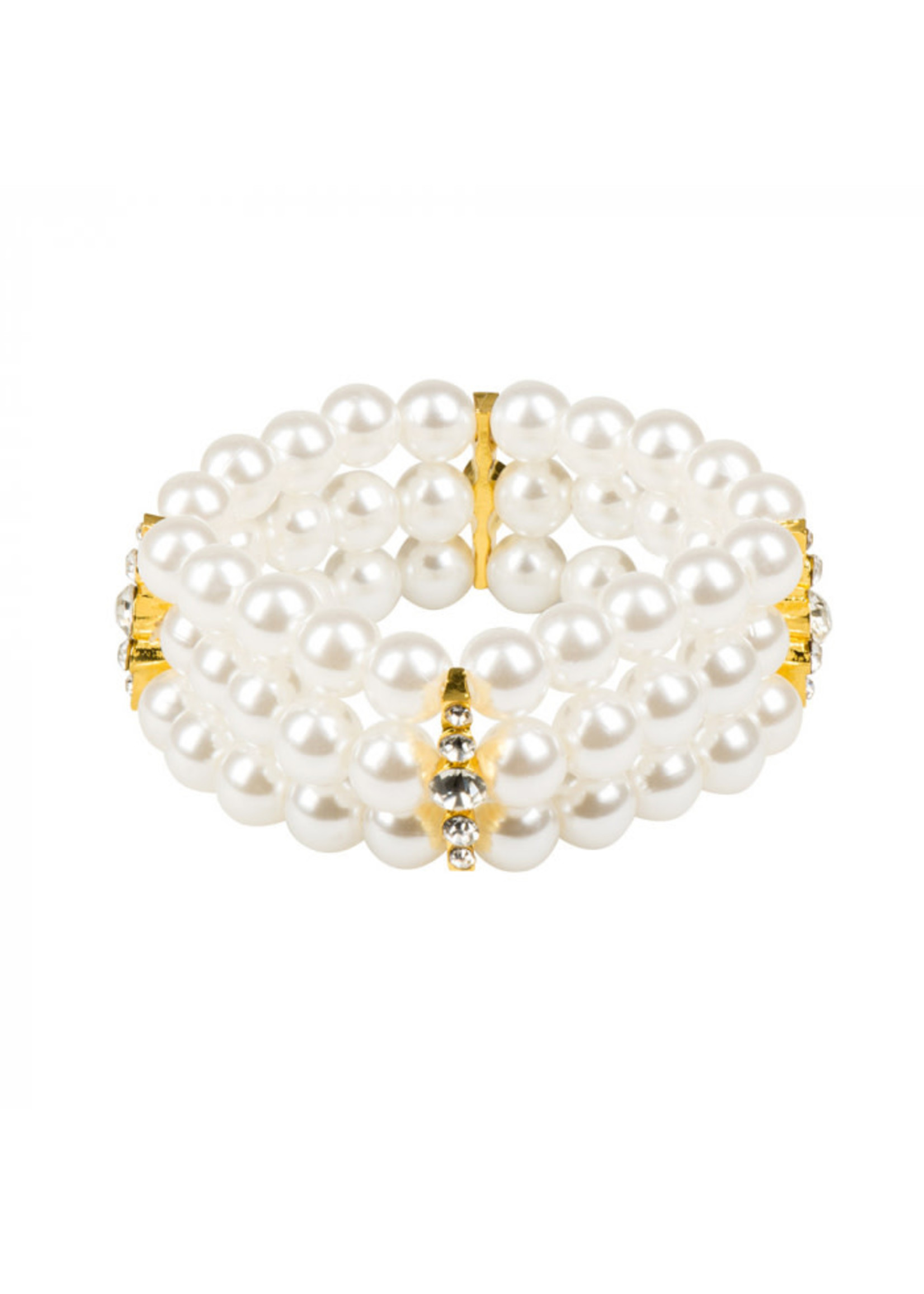 Feestkleding Breda Armband witte parels , met bling bling