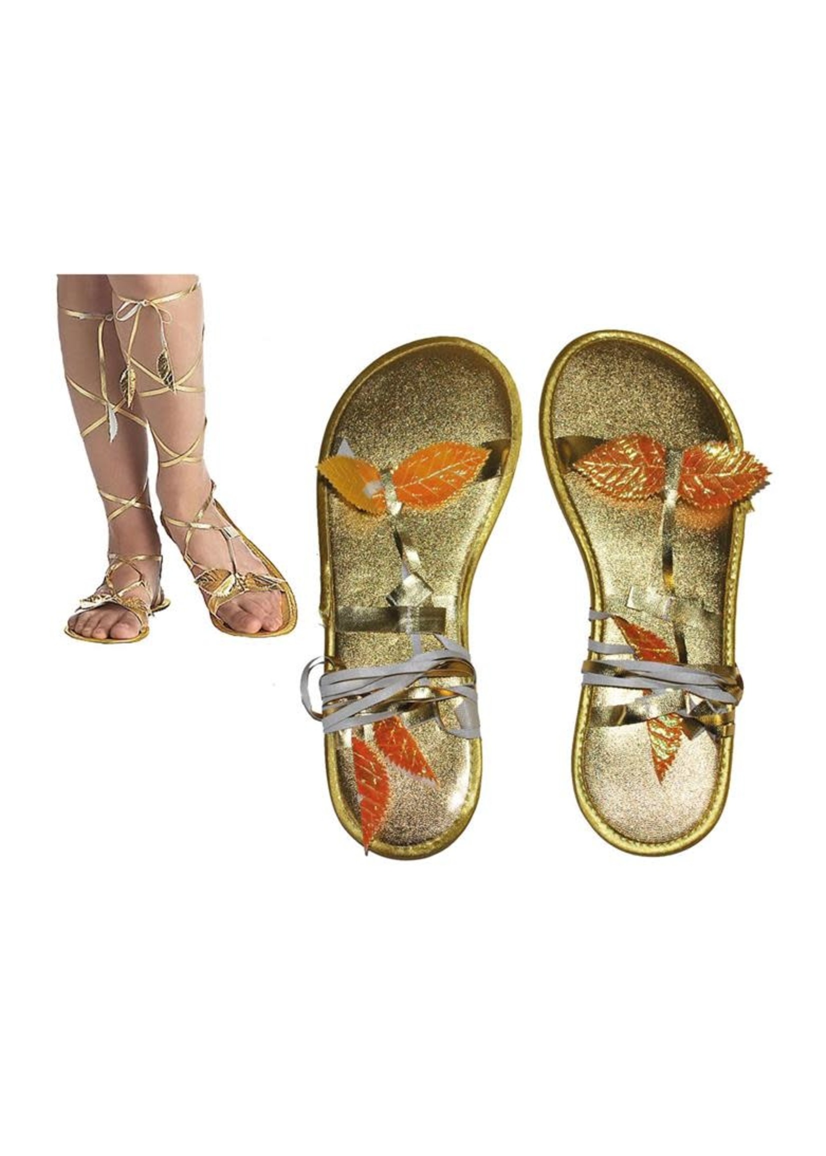 Feestkleding Breda Romeinse sandalen goudkleur