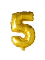 Feestkleding Breda Folie ballon cijfer 5 goud 102 cm