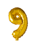 Feestkleding Breda Folie ballon cijfer 9 goud 102cm