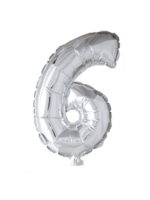We Fiesta Party Folie ballon cijfer 6 zilver 40inch / 101cm