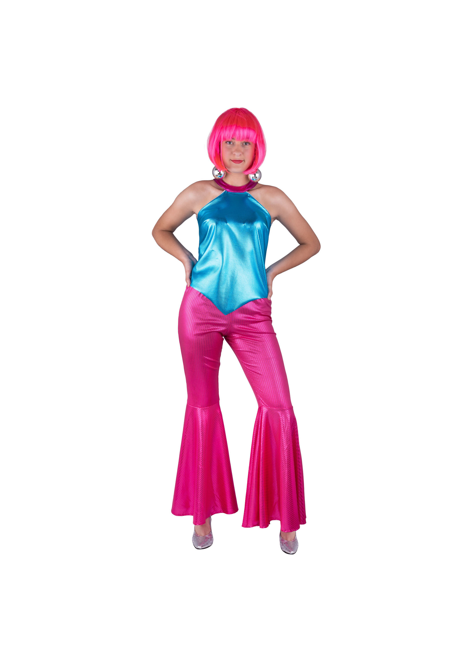 Feestkleding Breda Disco broek glitter roze dames