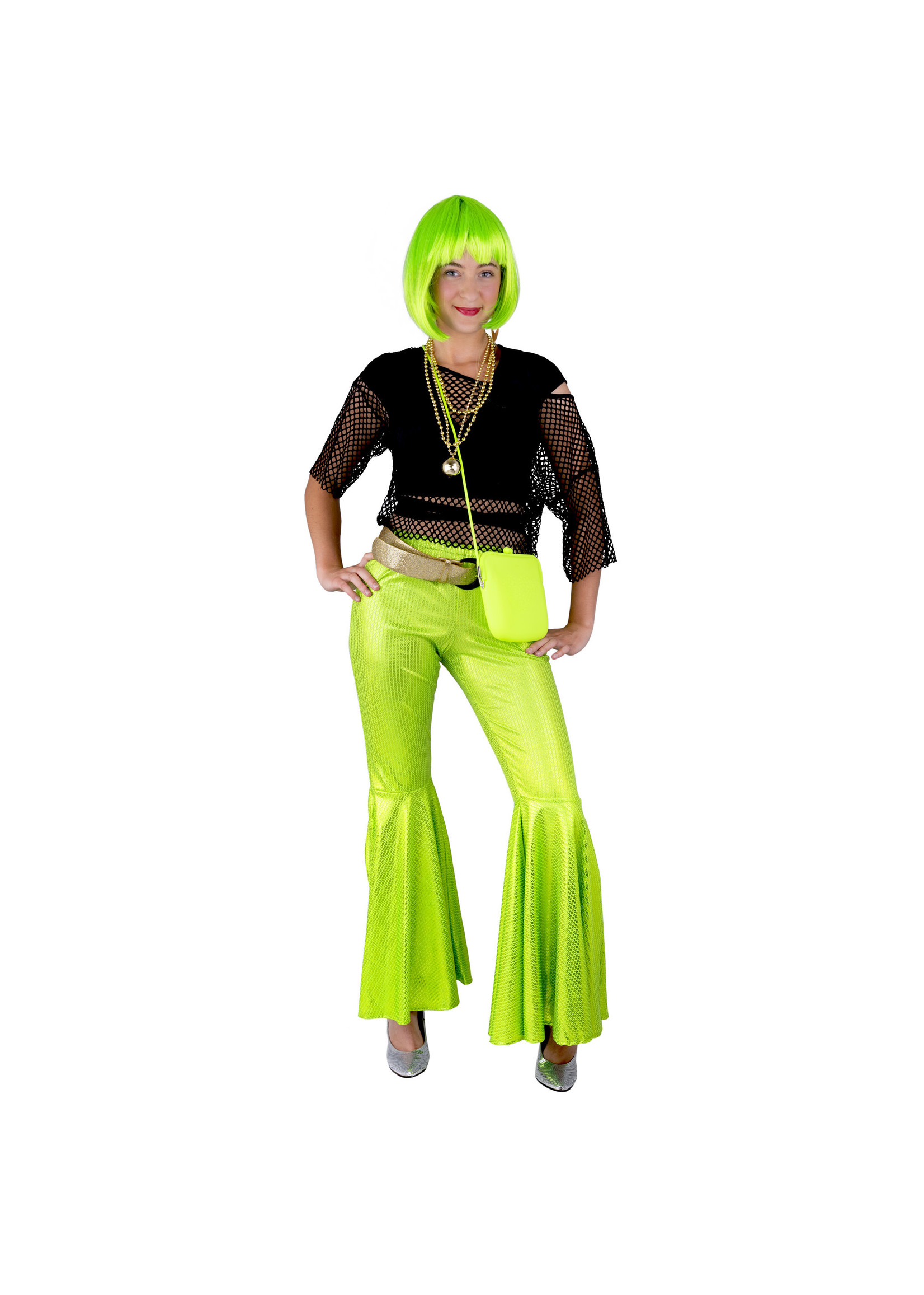 Feestkleding Breda Disco broek glitter groen dames