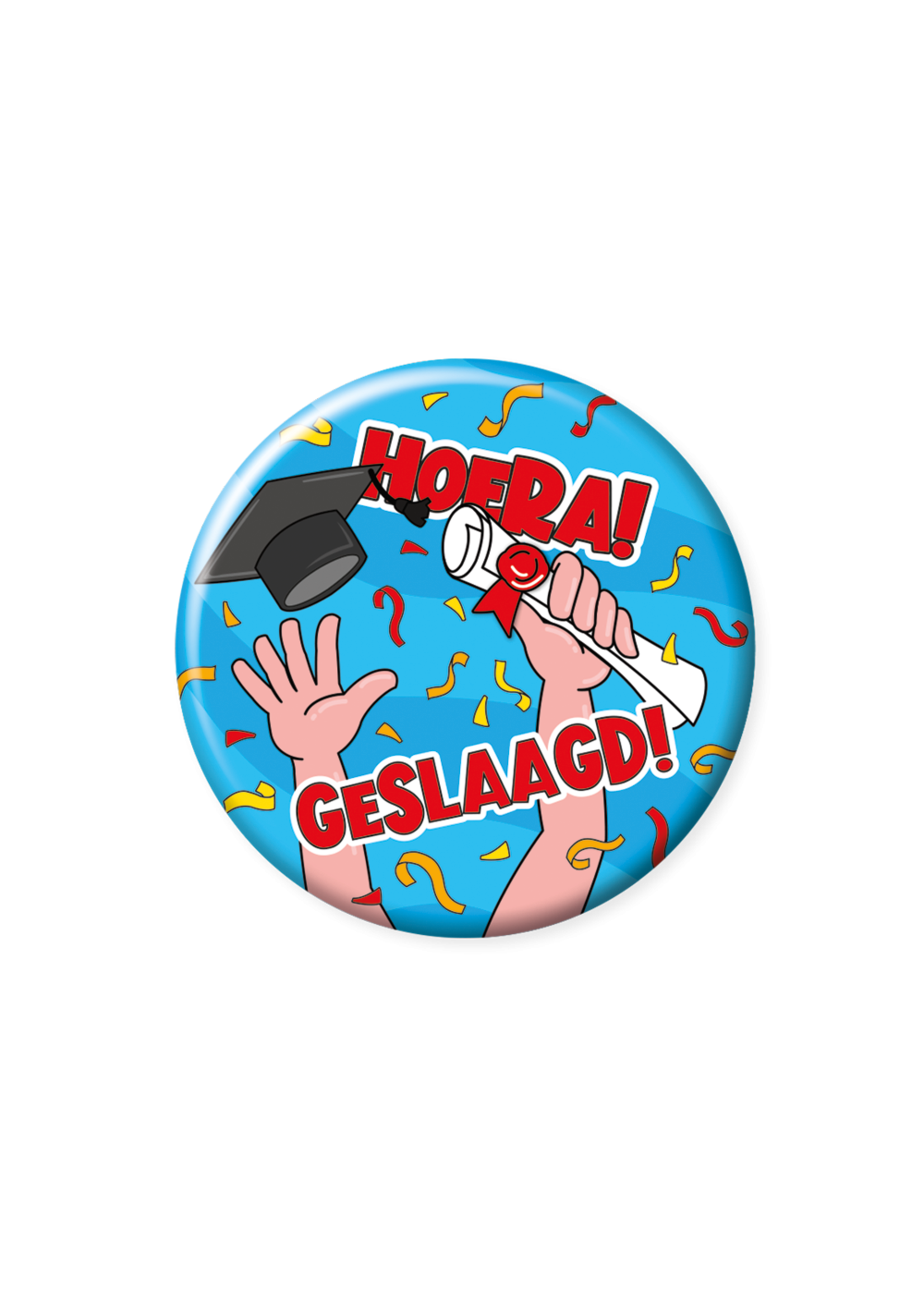 Feestkleding Breda Button Hoera geslaagd klein cartoon