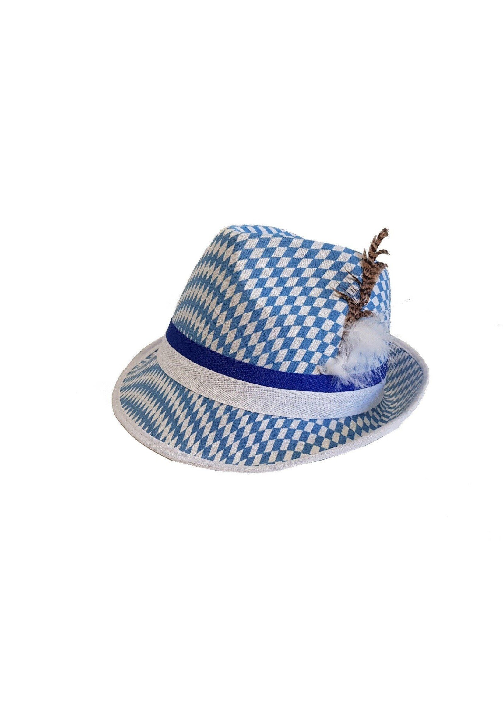 Feestkleding Breda Tiroler hoed blauw wit