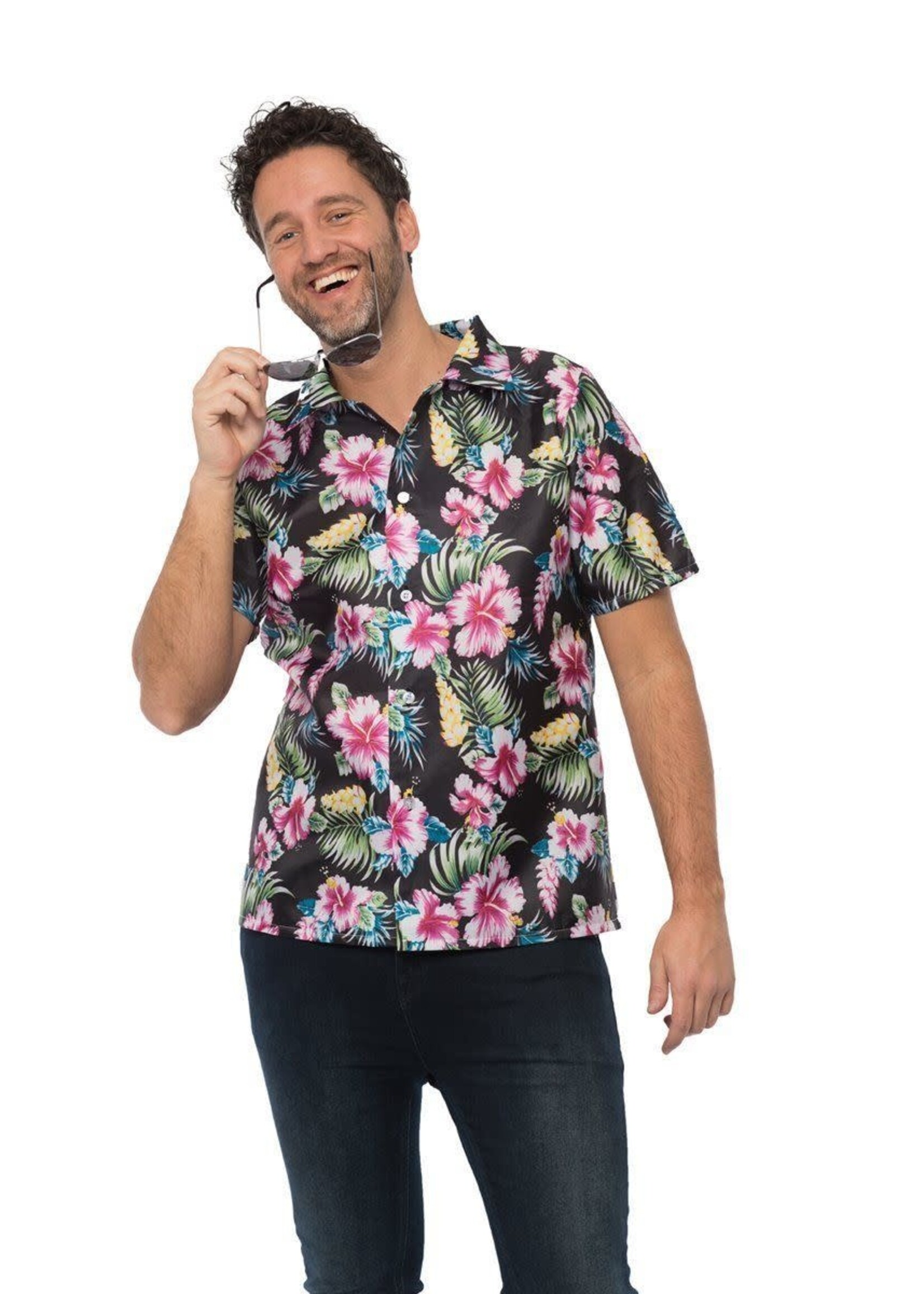 Feestkleding Breda Hawaii shirt Deluxe zwart