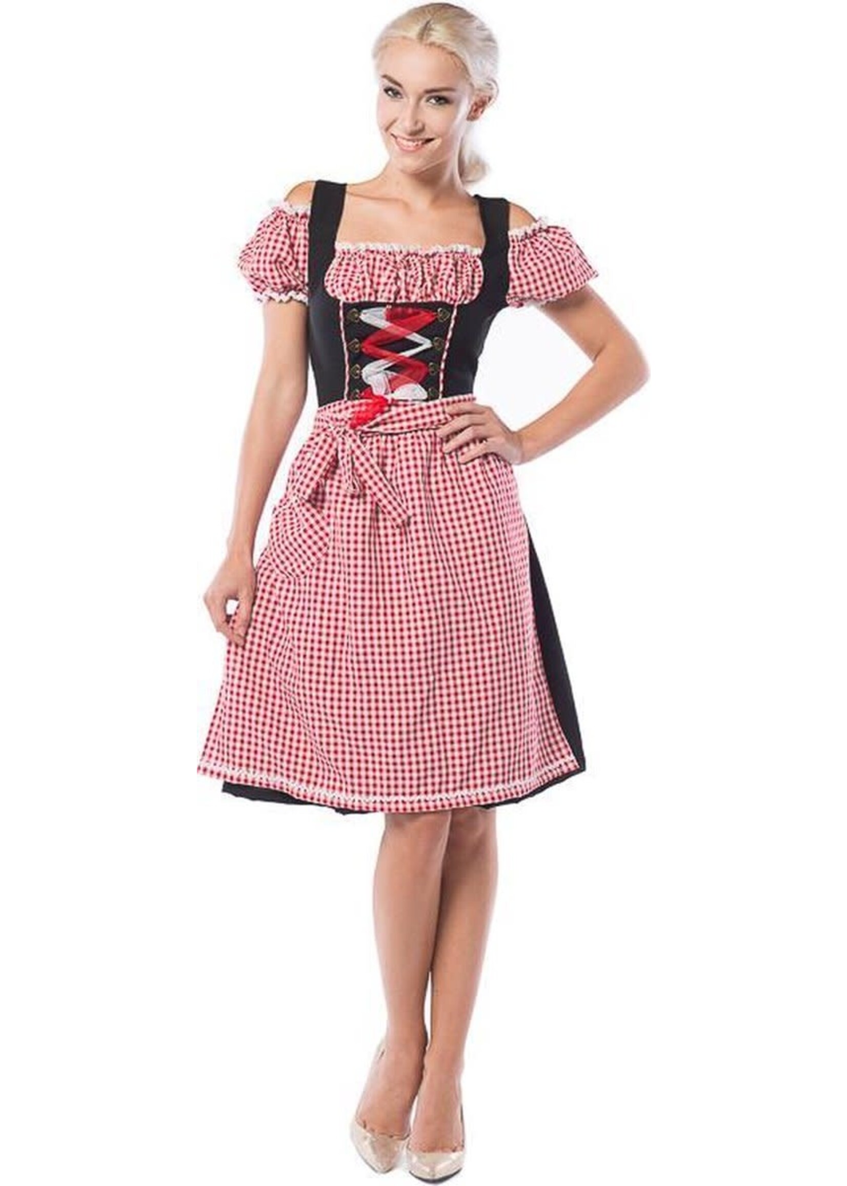 Feestkleding Breda Dirndl Anne-Ruth Lang Rood/Zwart