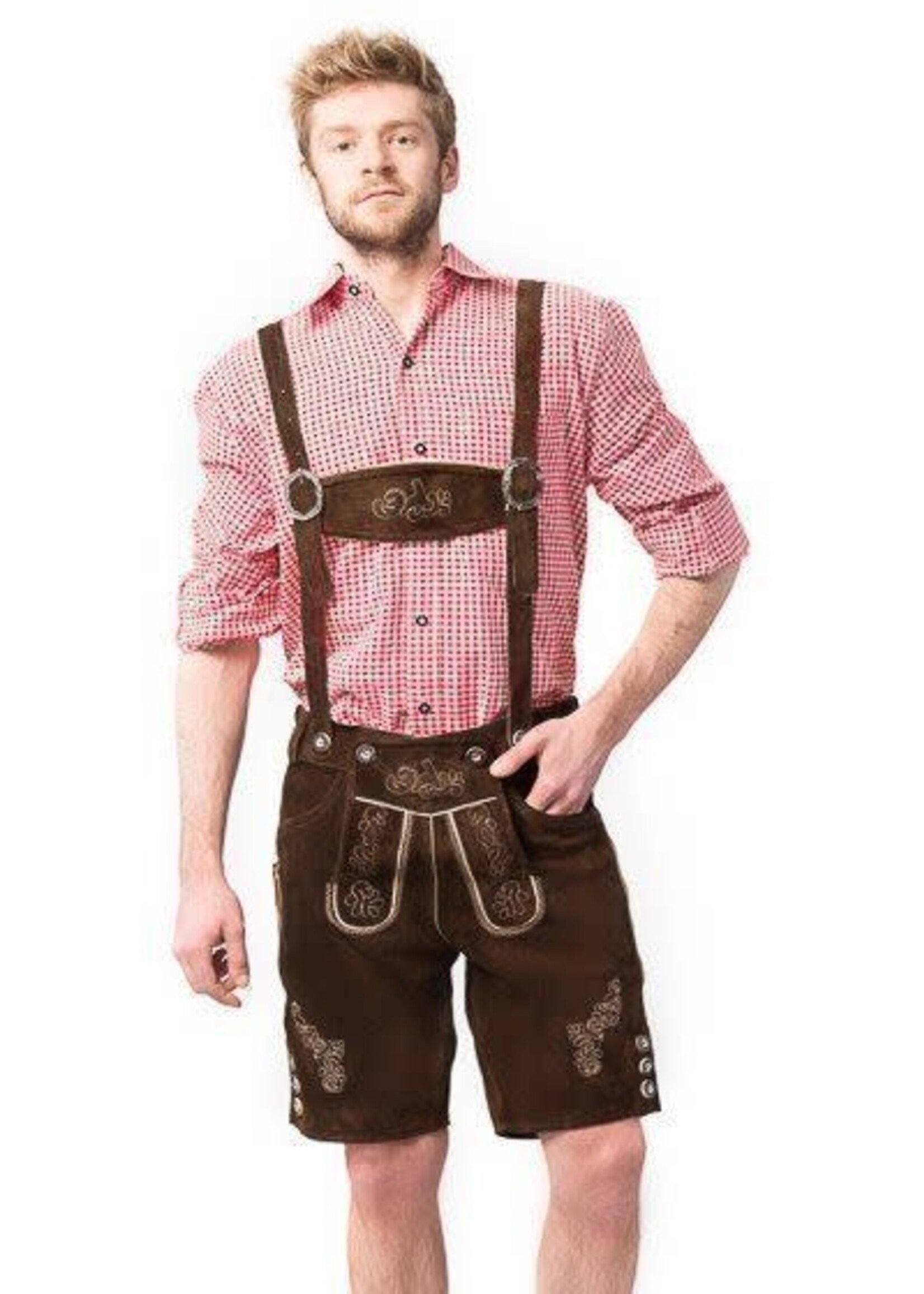 Feestkleding Breda Lederhose Ralf Short Darkbrown