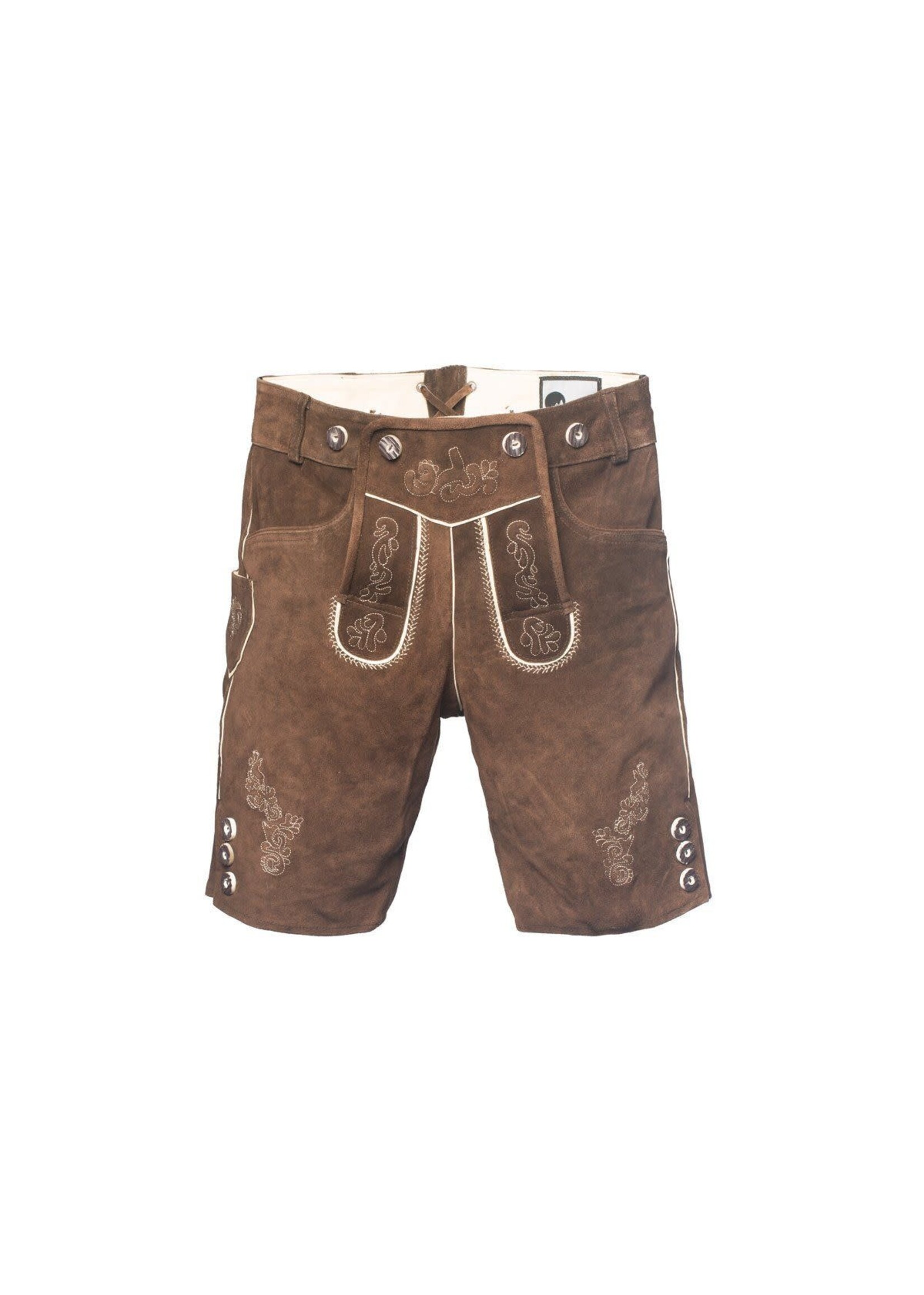 Feestkleding Breda Lederhose Ralf Short Darkbrown