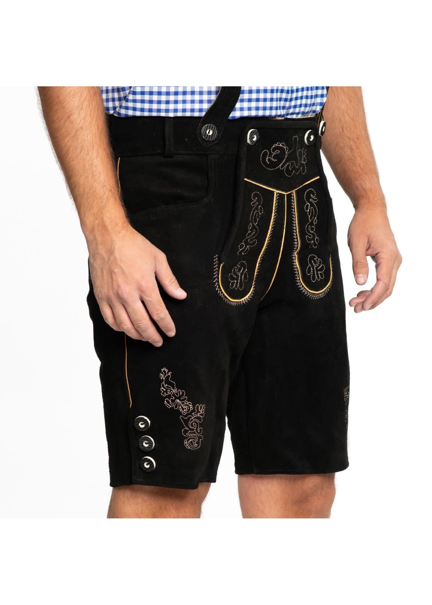 Feestkleding Breda Lederhose Gustav Kort Zwart