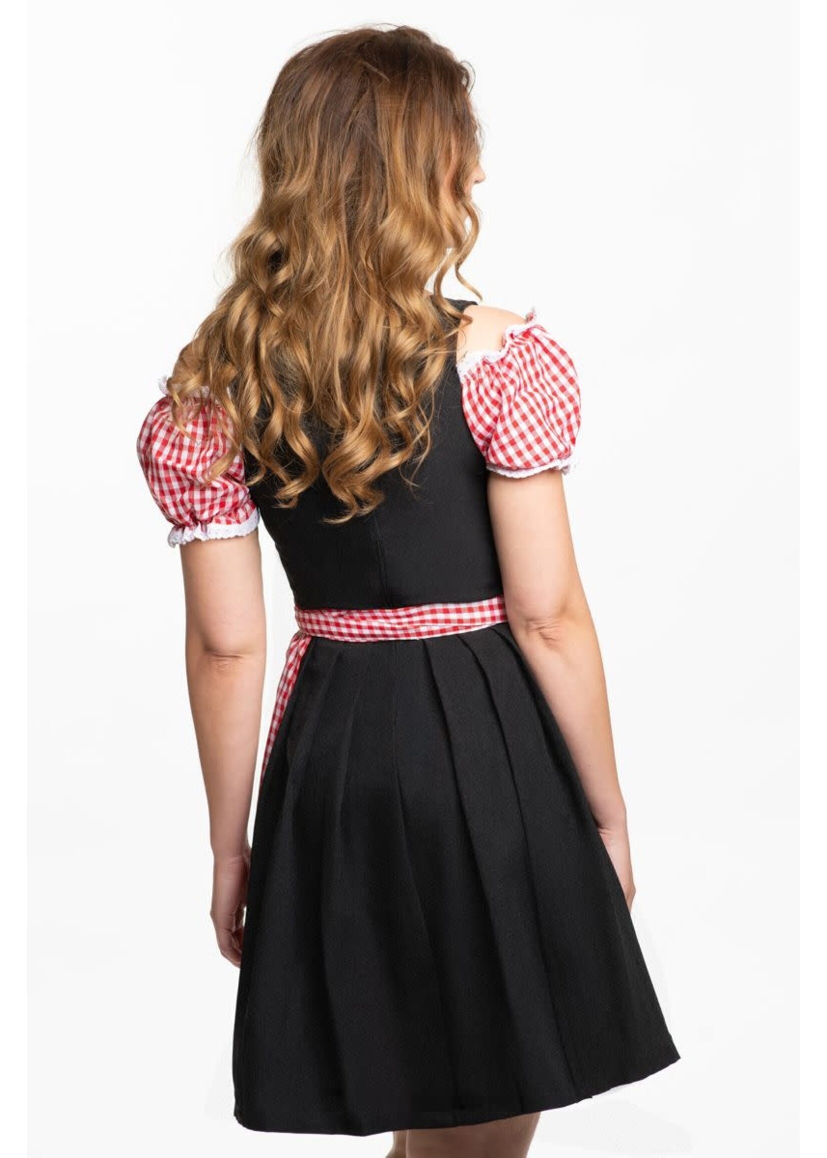 Feestkleding Breda Dirndl Anne-Ruth Rood/Zwart kort