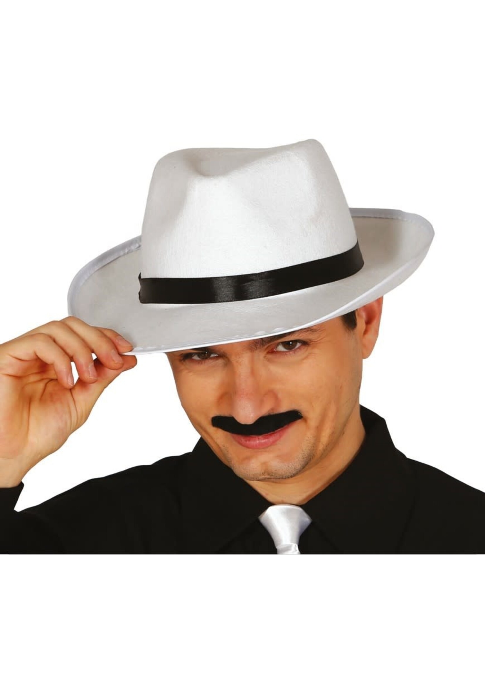 Feestkleding Breda witte gangster hoed