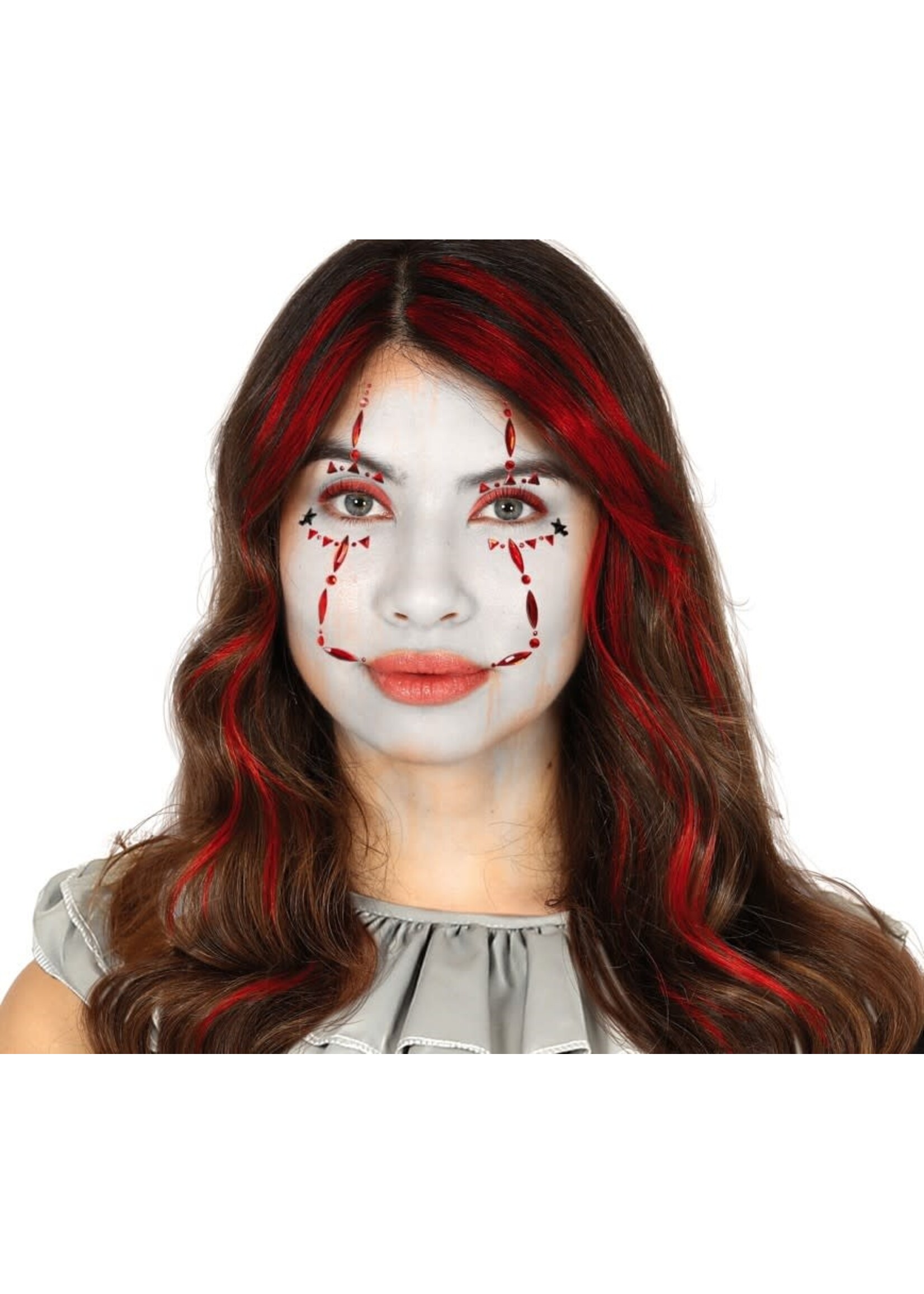 Feestkleding Breda Gezicht steentjes horror clown