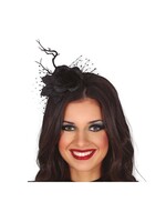 Feestkleding Breda Diadeem met bloem en sluier zwart