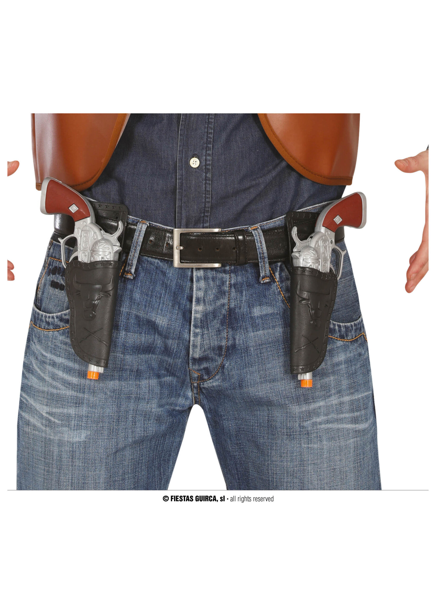 Feestkleding Breda Holster 2 pistolen 24 cm