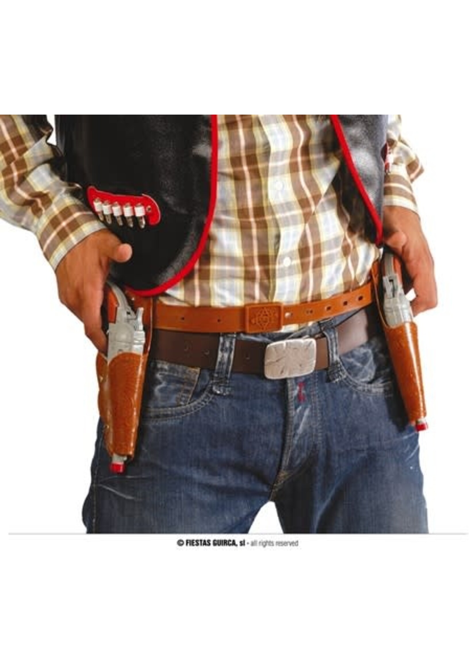 Feestkleding Breda Holster dubbel met 2 pistolen.