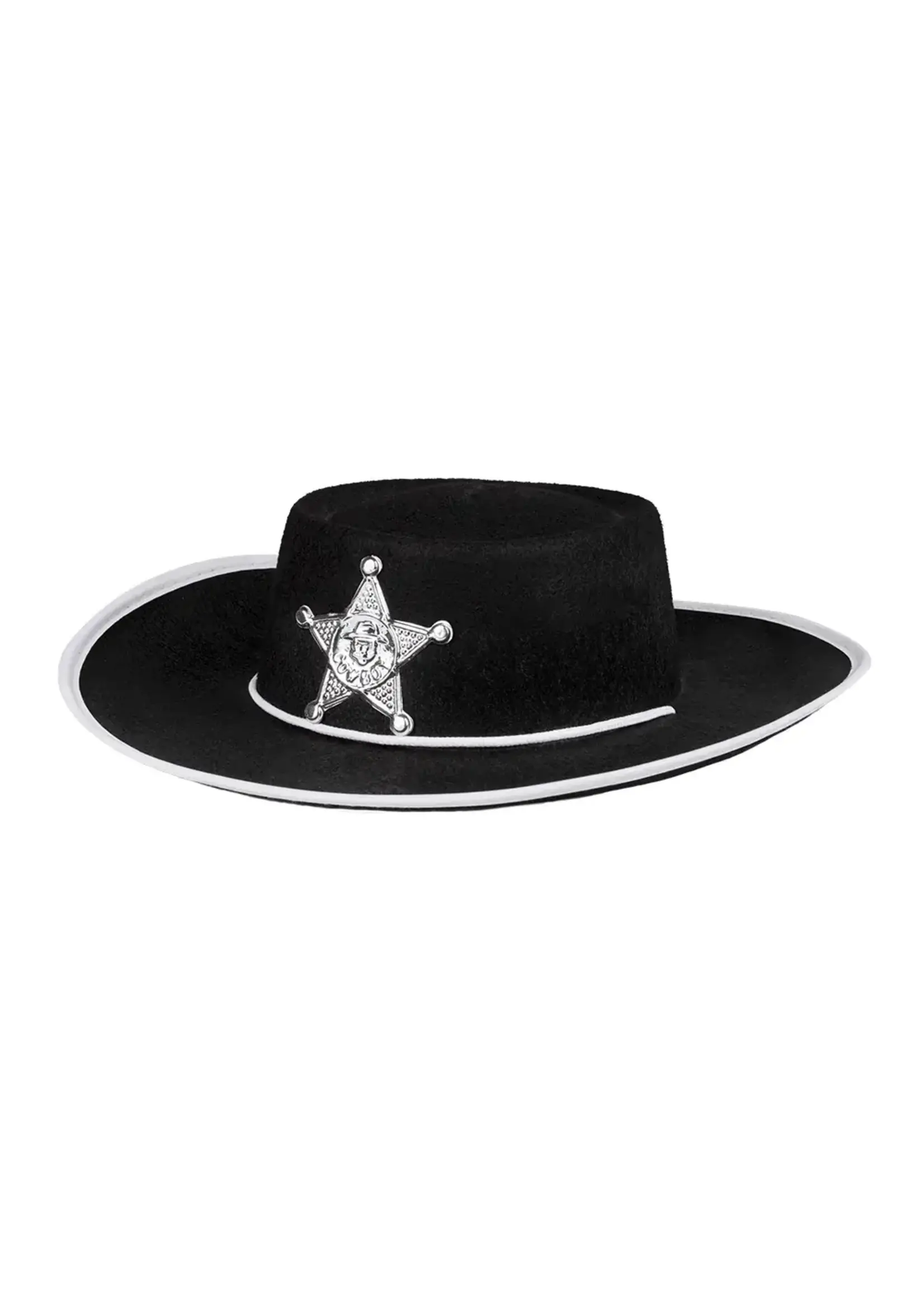 Feestkleding Breda Hoed kinderhoed sheriff zwart met ster