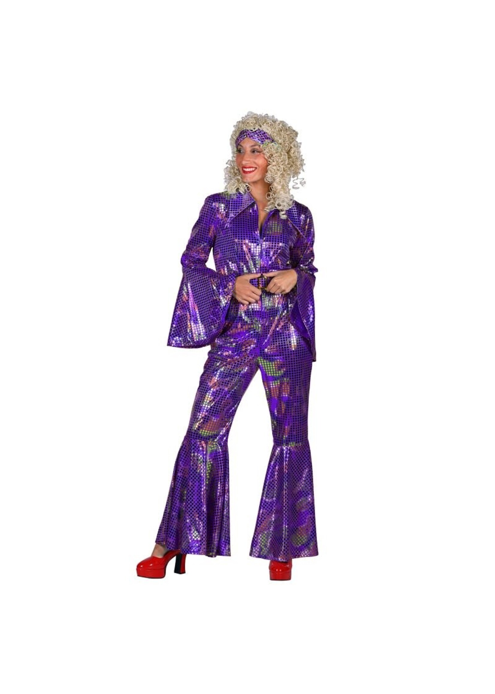 Feestkleding Breda Catsuit disco paars