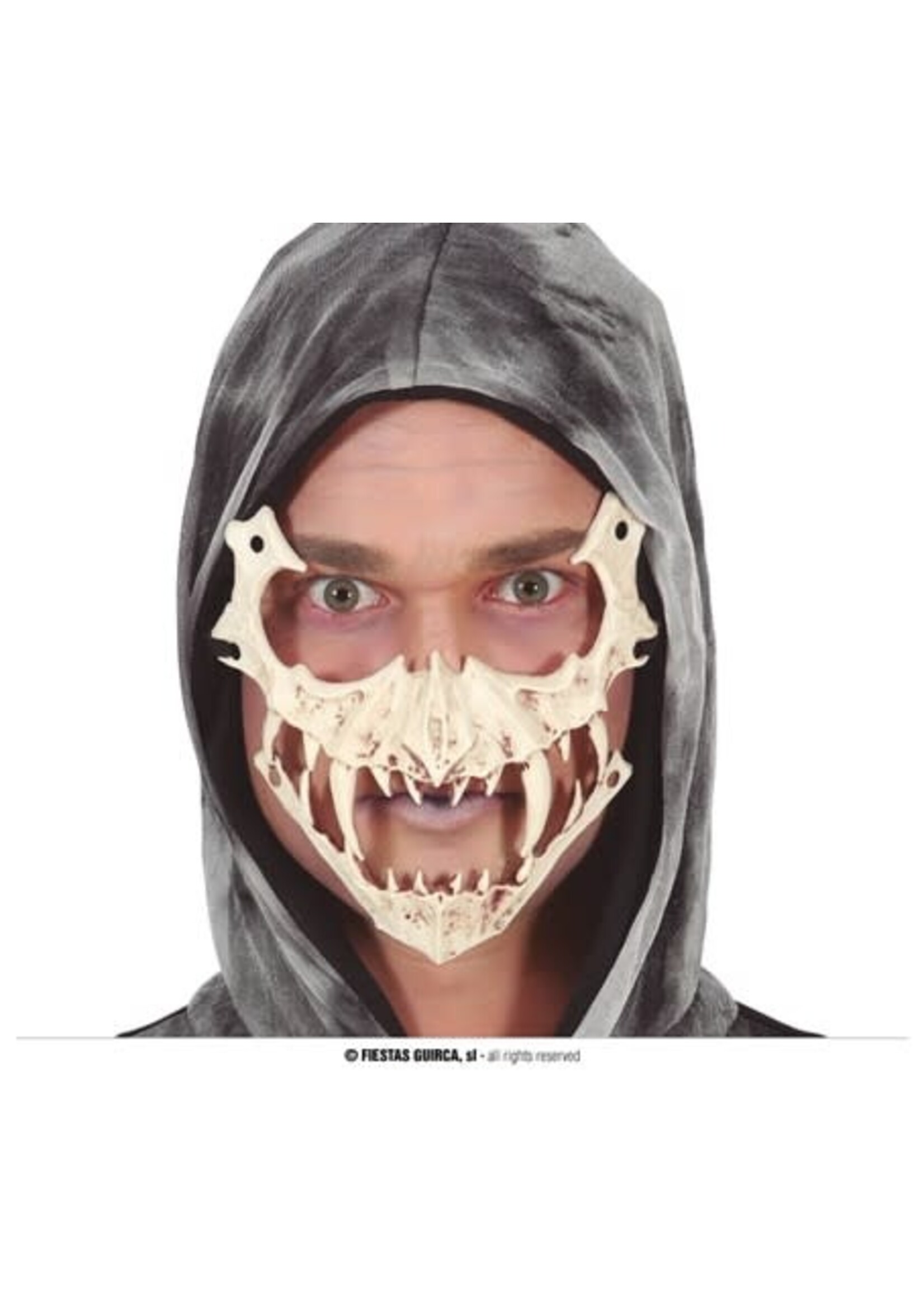 Feestkleding Breda Half masker schedel met tanden