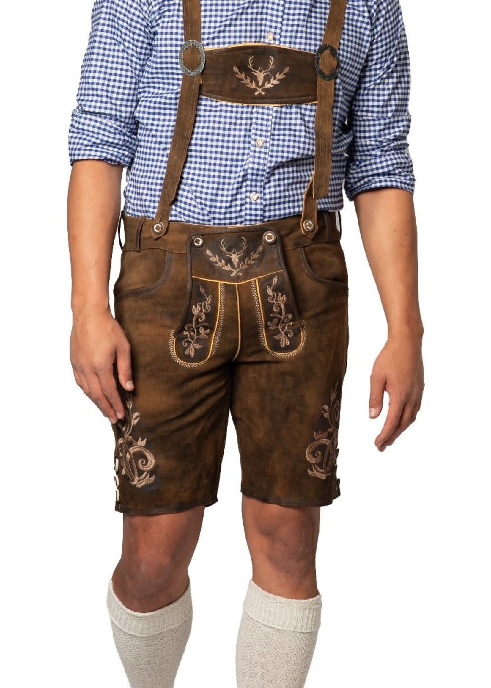 Feestkleding Breda Lederhose Zugspitze bruin  kort