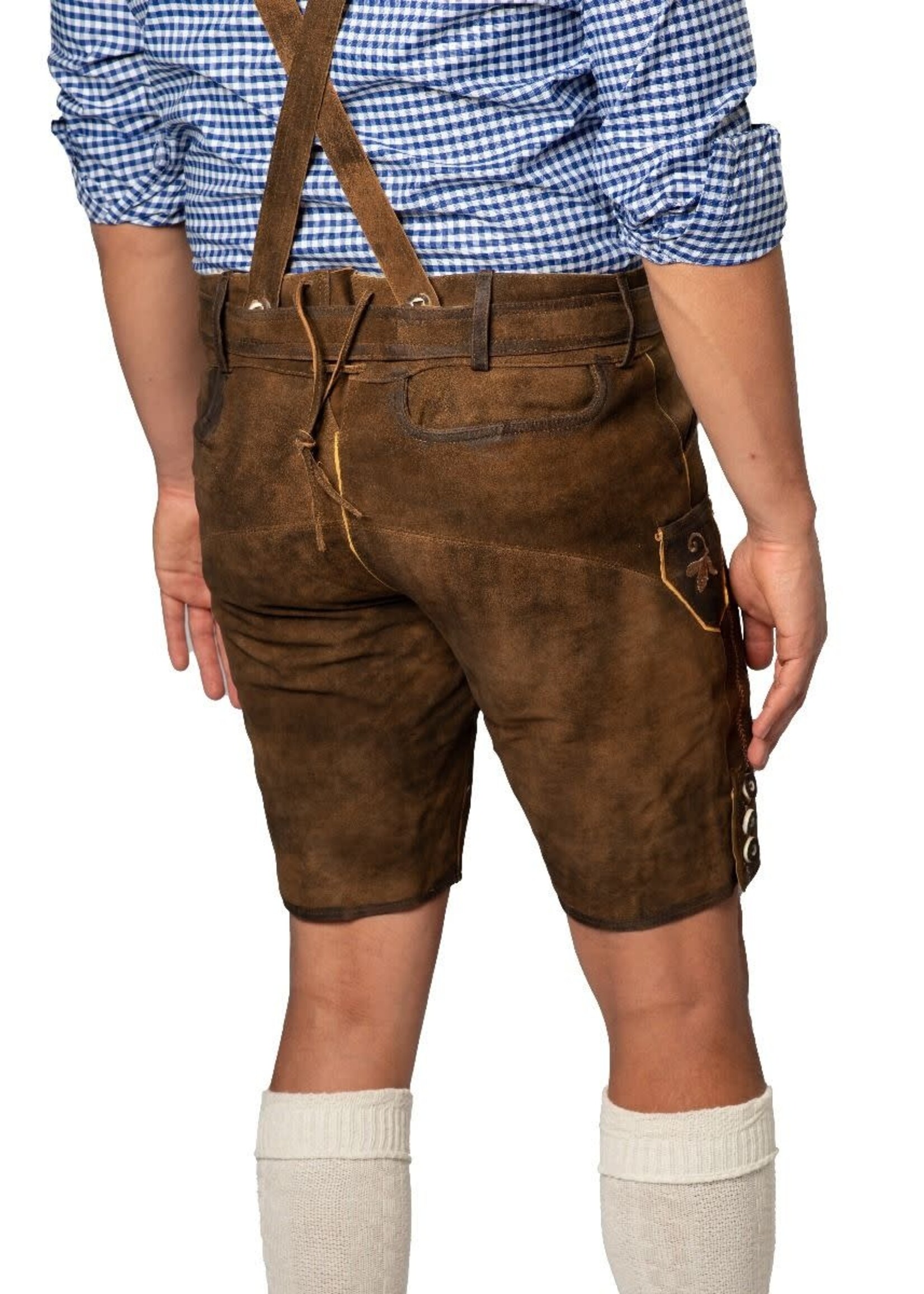 Feestkleding Breda Lederhose Zugspitze bruin  kort