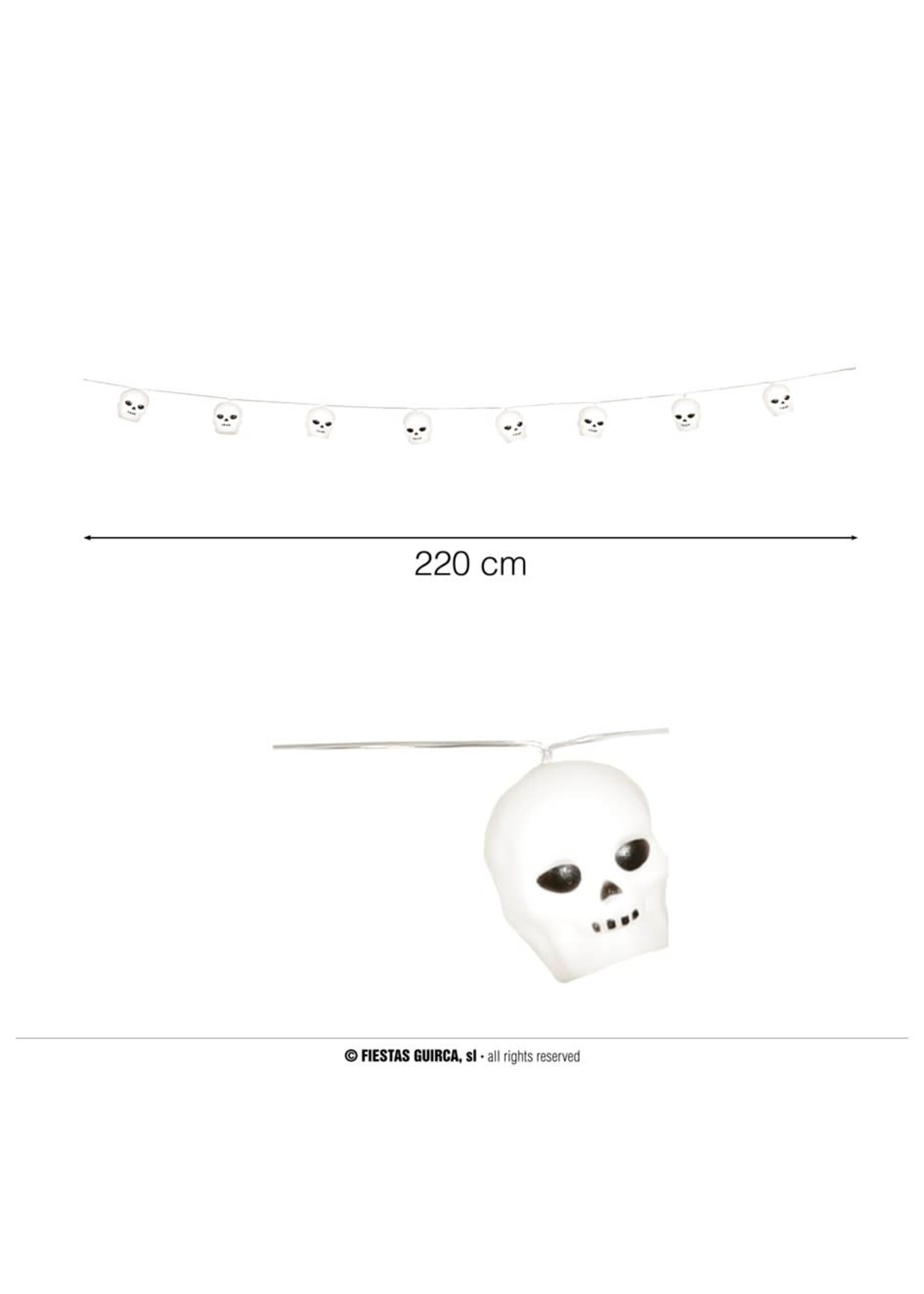 Fiestas Guirca Licht slinger met 12 schedels.