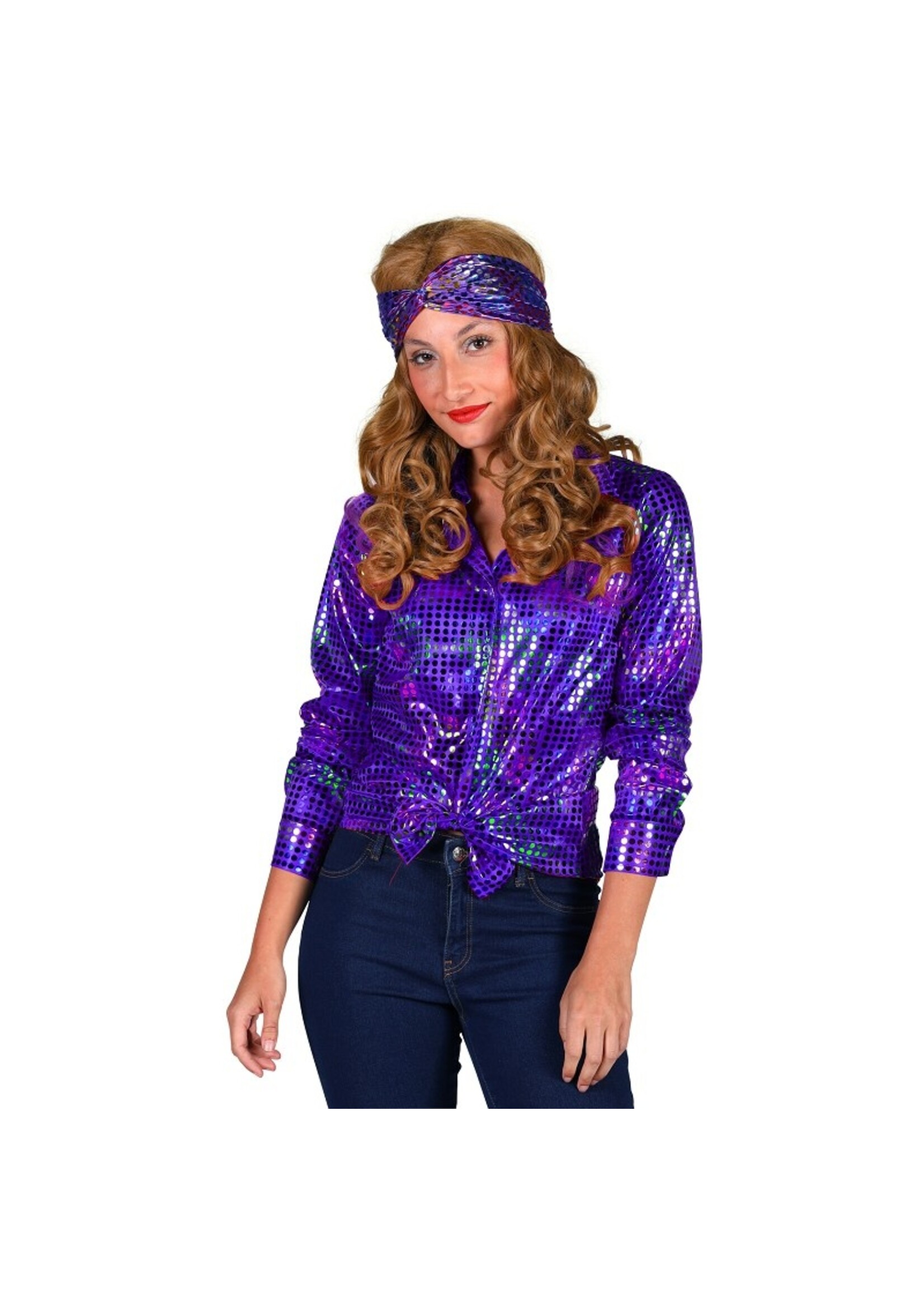 Feestkleding Breda Blouse disco dames paars