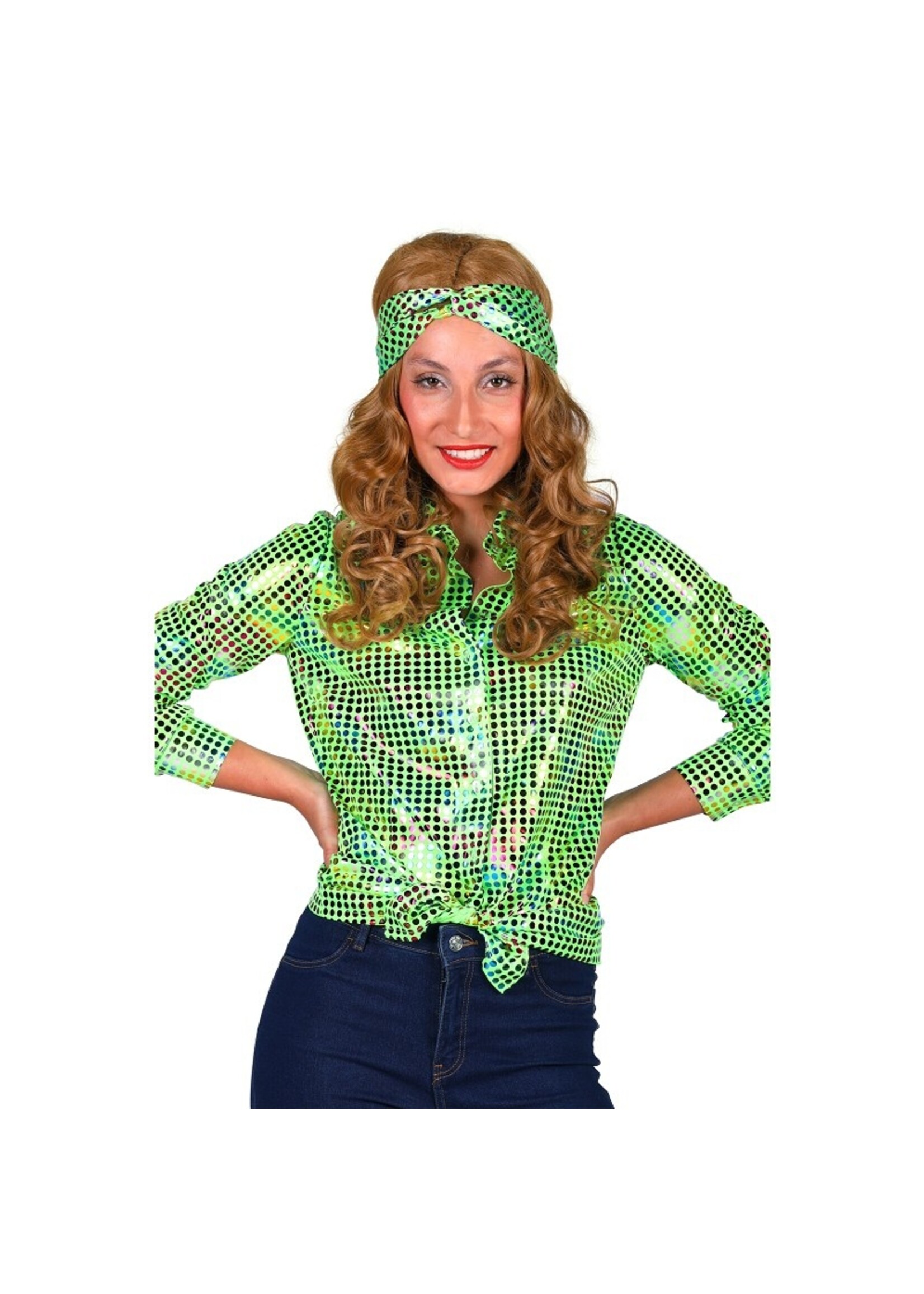 Feestkleding Breda Blouse disco dames groen