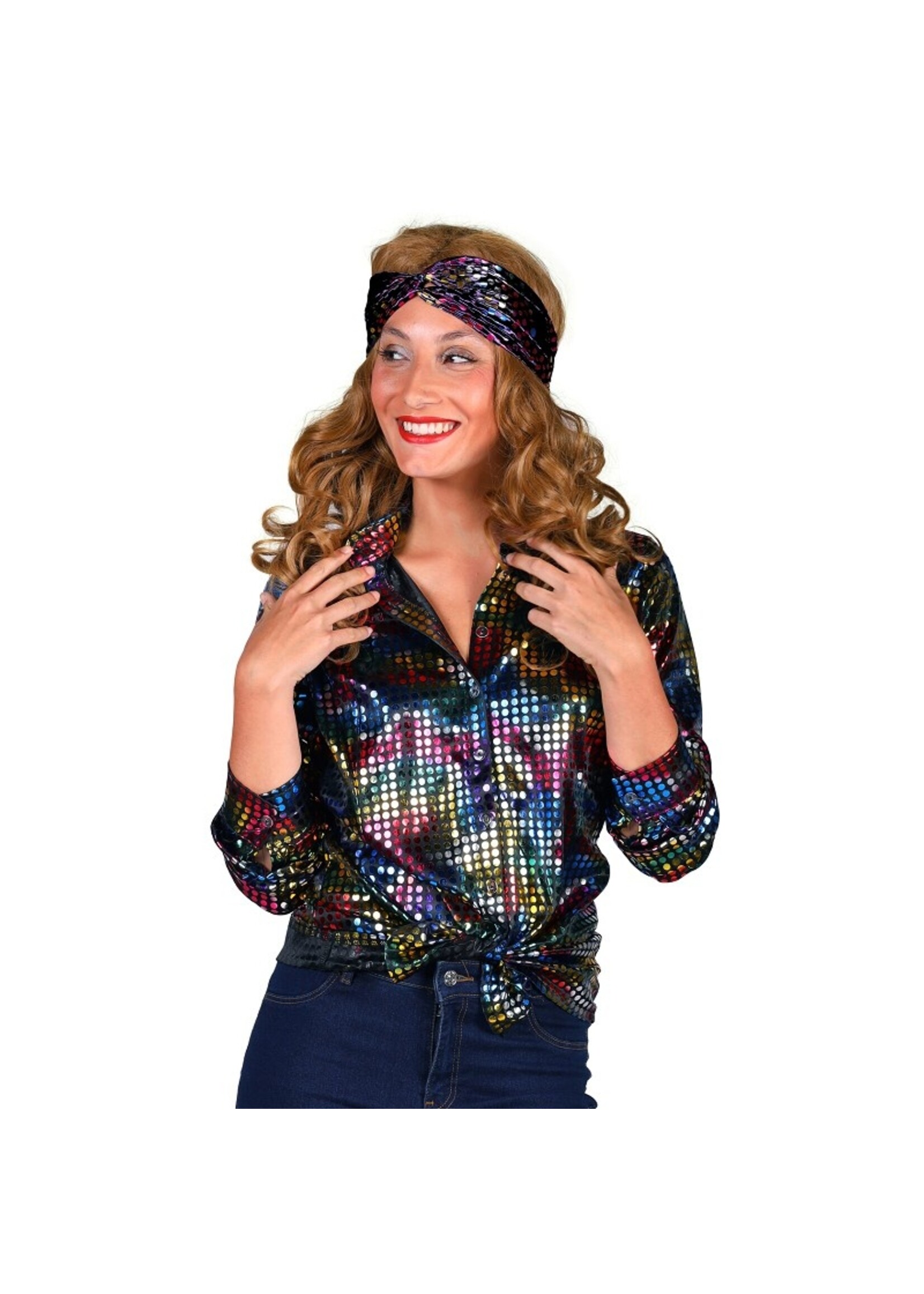 Feestkleding Breda Blouse disco dames zwart