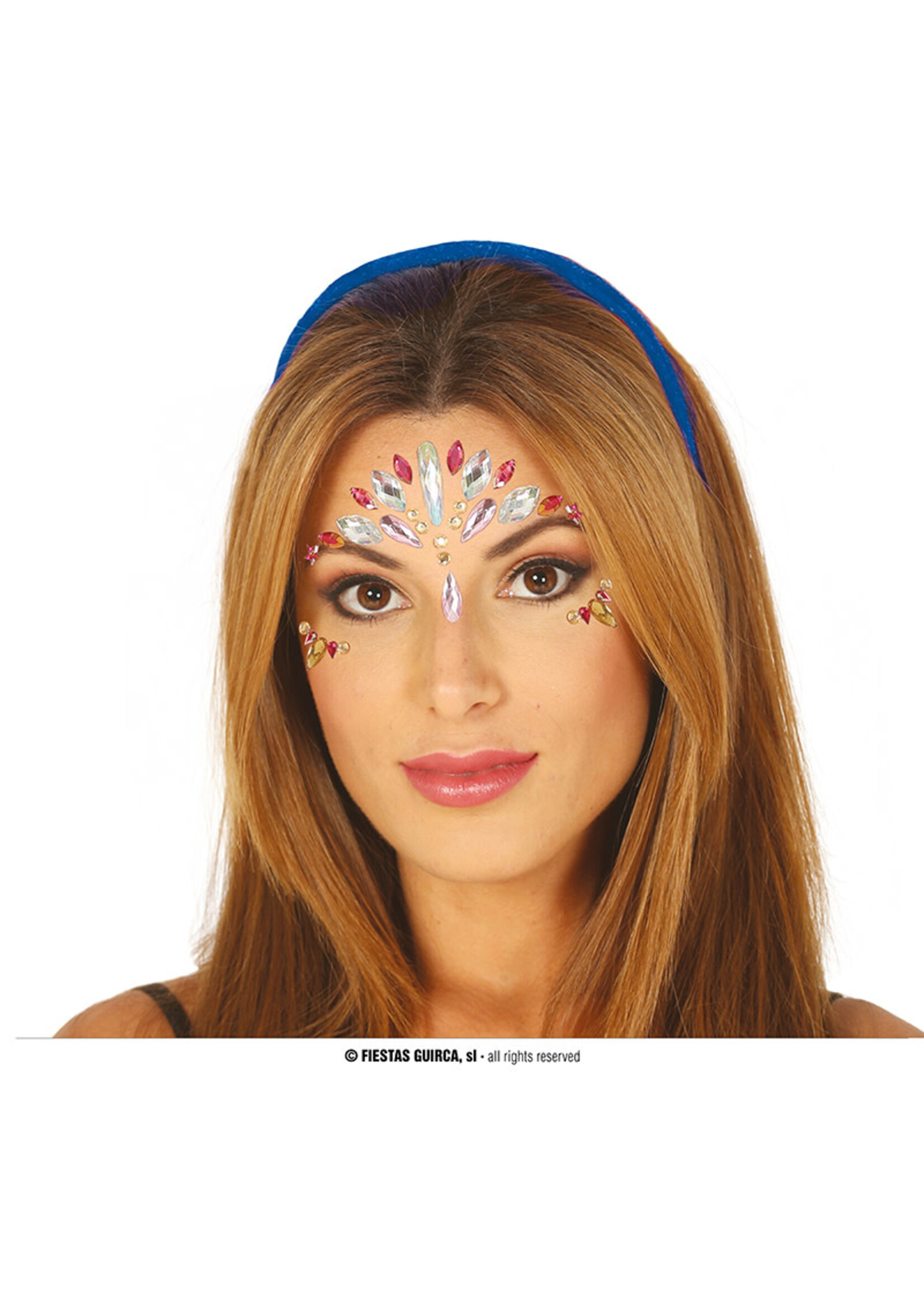 Fiestas Guirca Gezicht sticker gekleurde steentjes