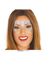 Fiestas Guirca Gezichtssticker blauw met zilver