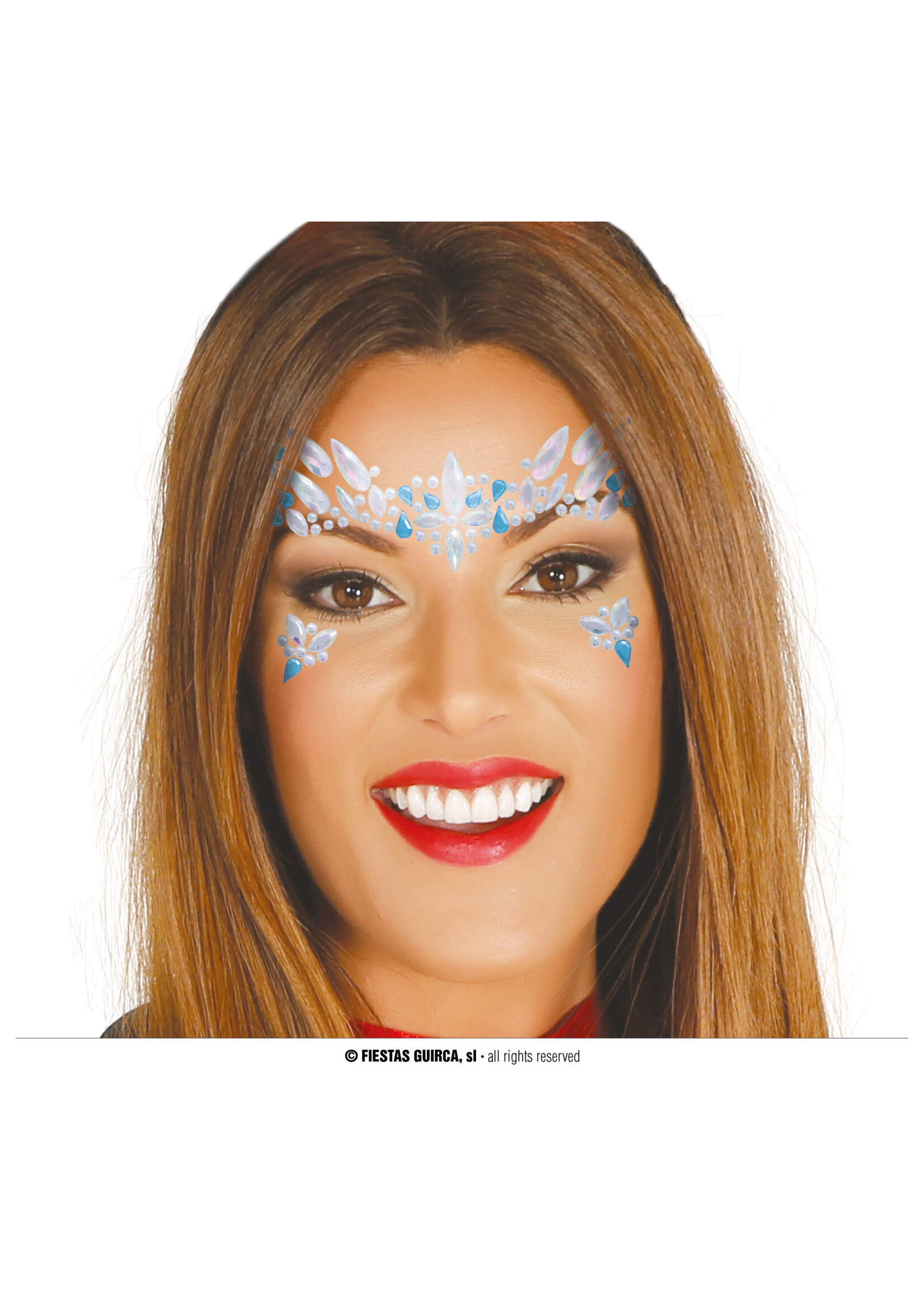 Fiestas Guirca Gezicht sticker blauw met zilver