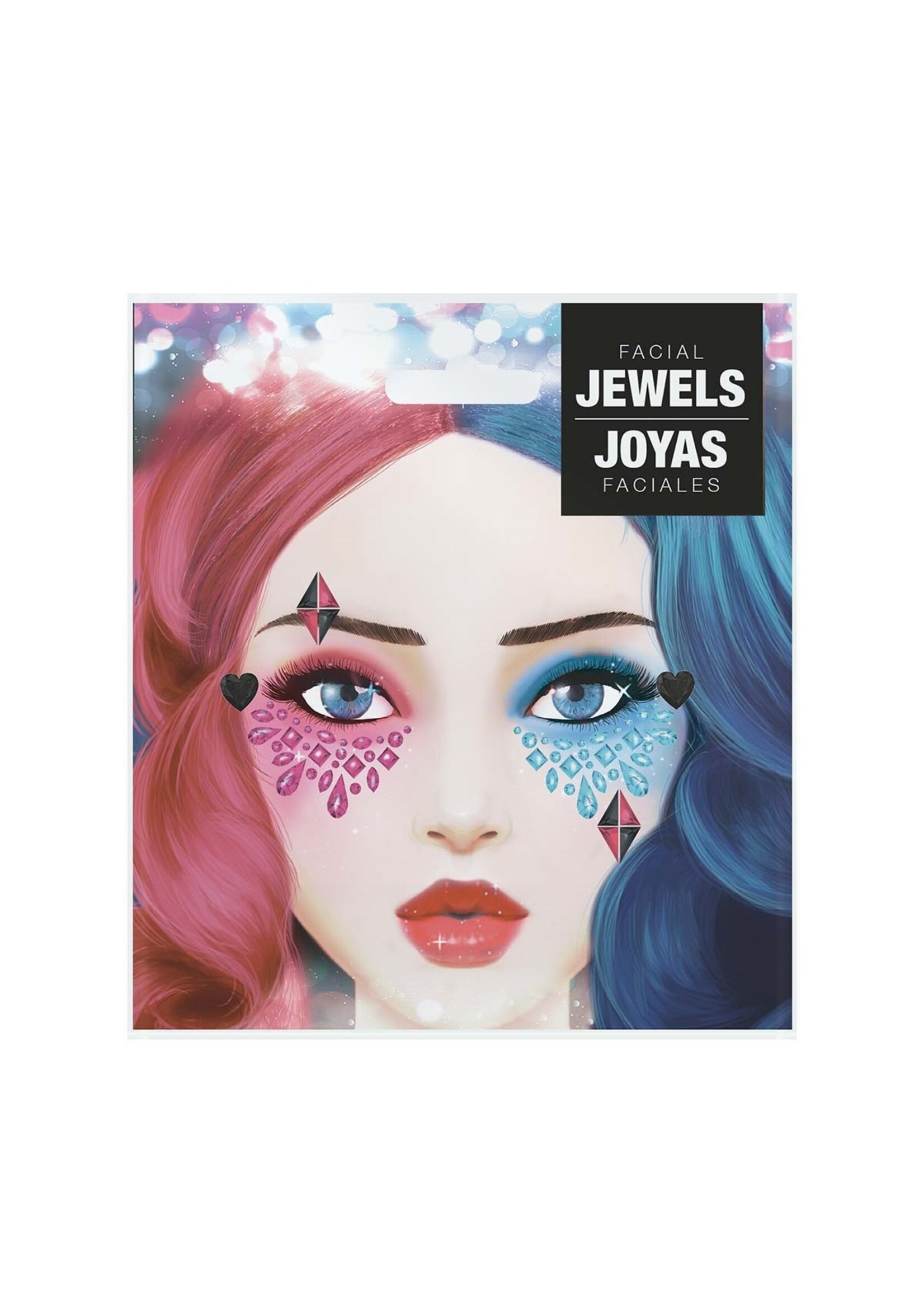 Fiestas Guirca Gezichtssticker dangerous roze en blauw