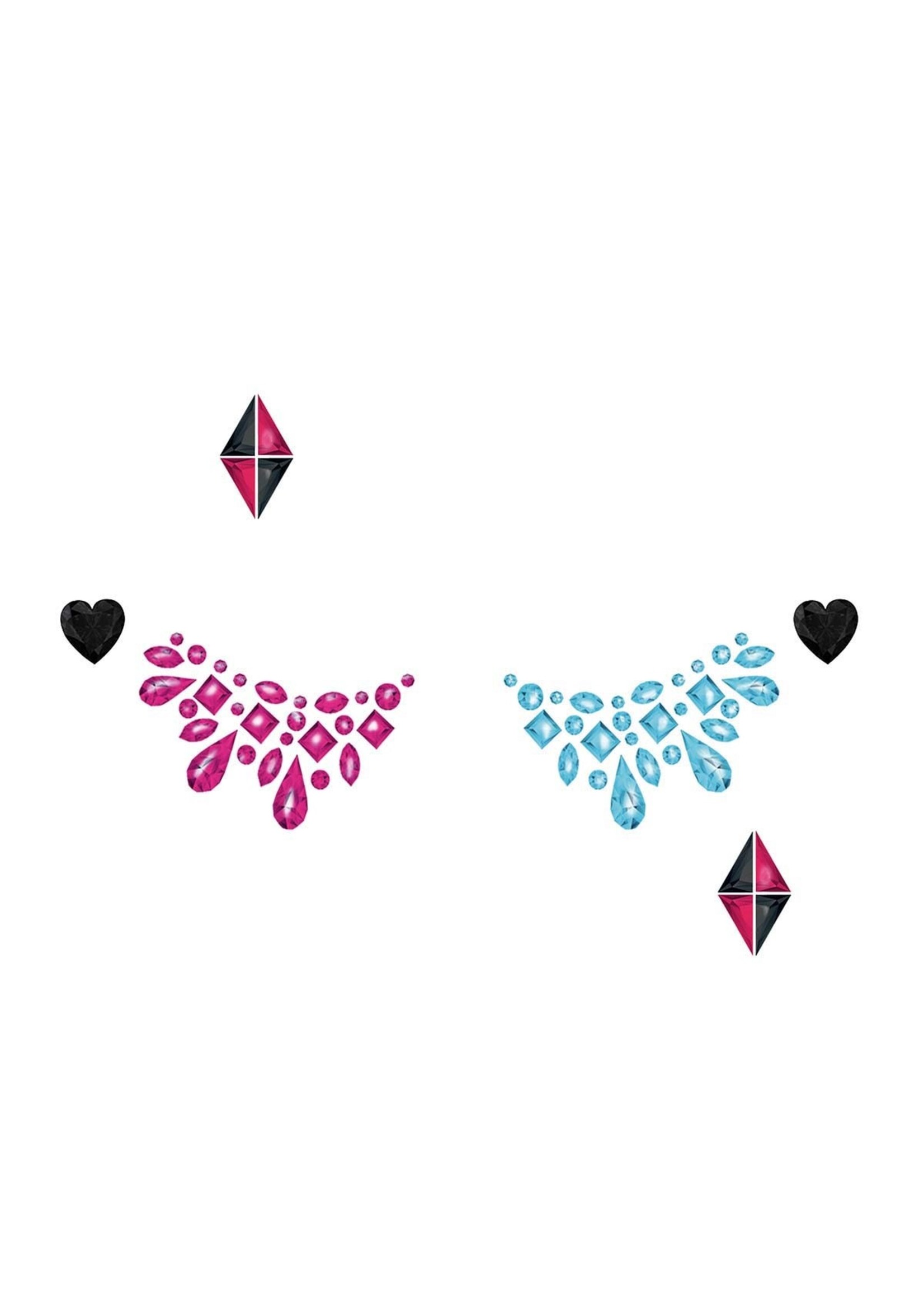 Fiestas Guirca Gezichtssticker dangerous roze en blauw