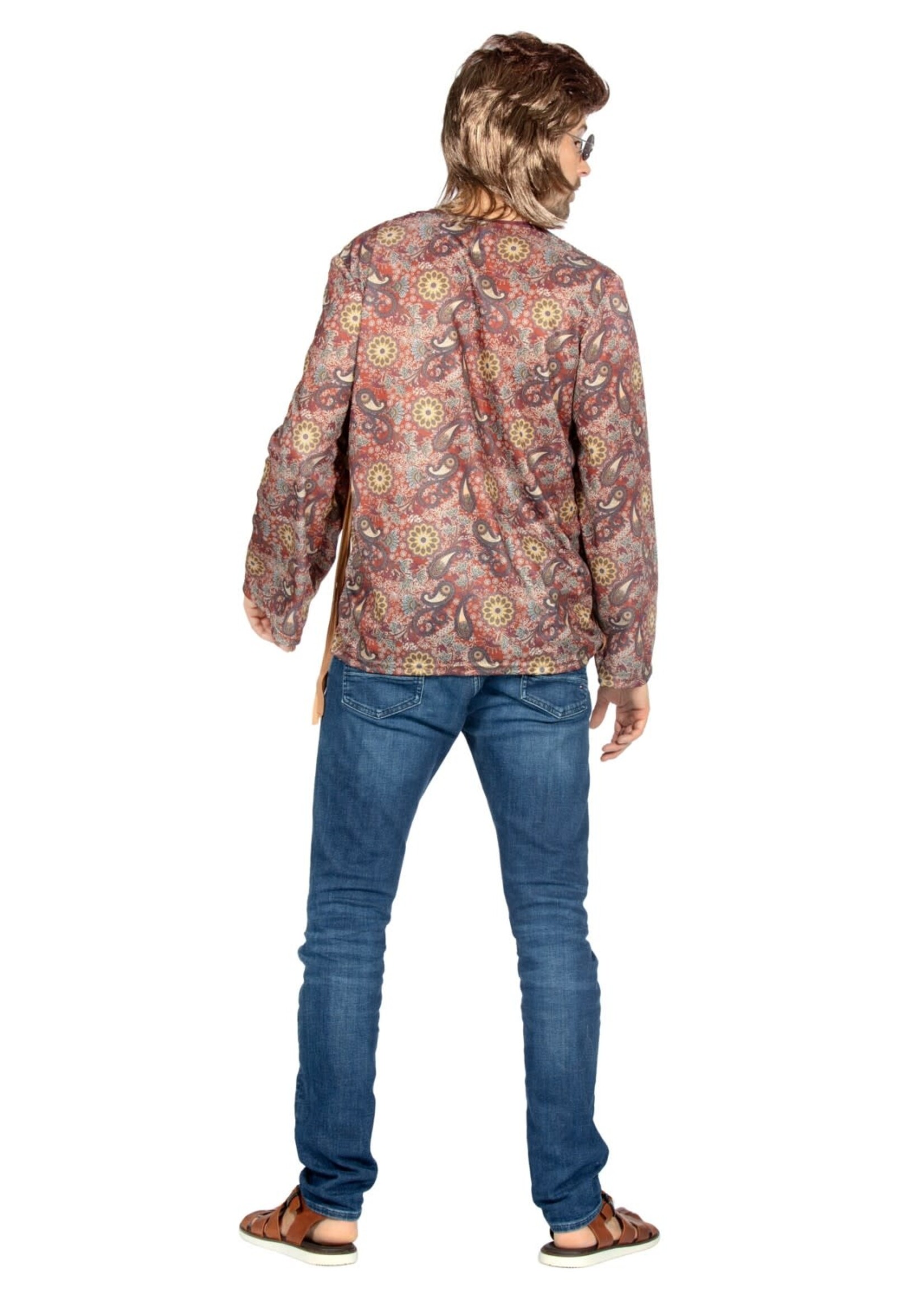 Feestkleding Breda Shirt hippie bruin paisley