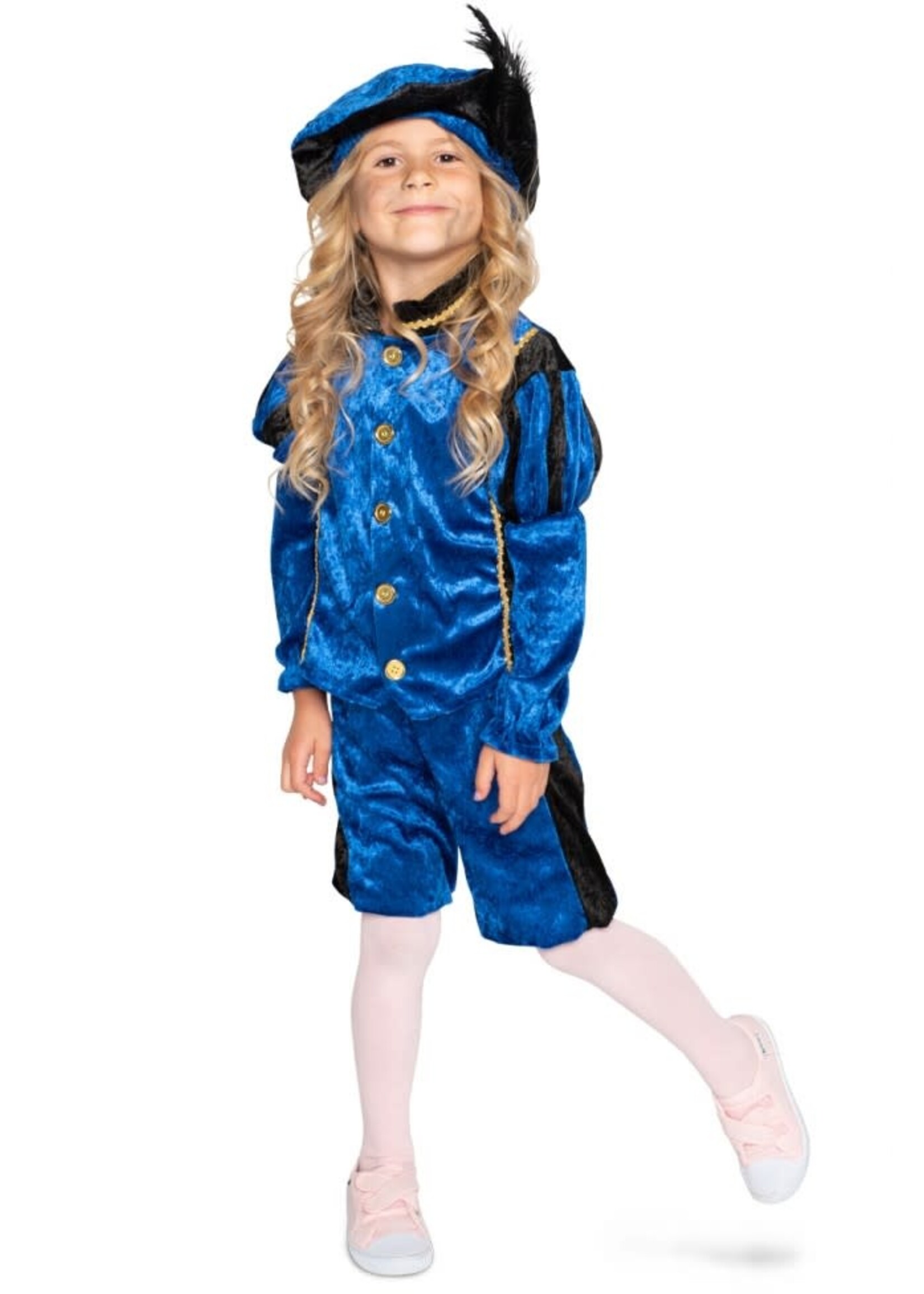 Feestkleding Breda Pieten kostuum blauw/zwart kind