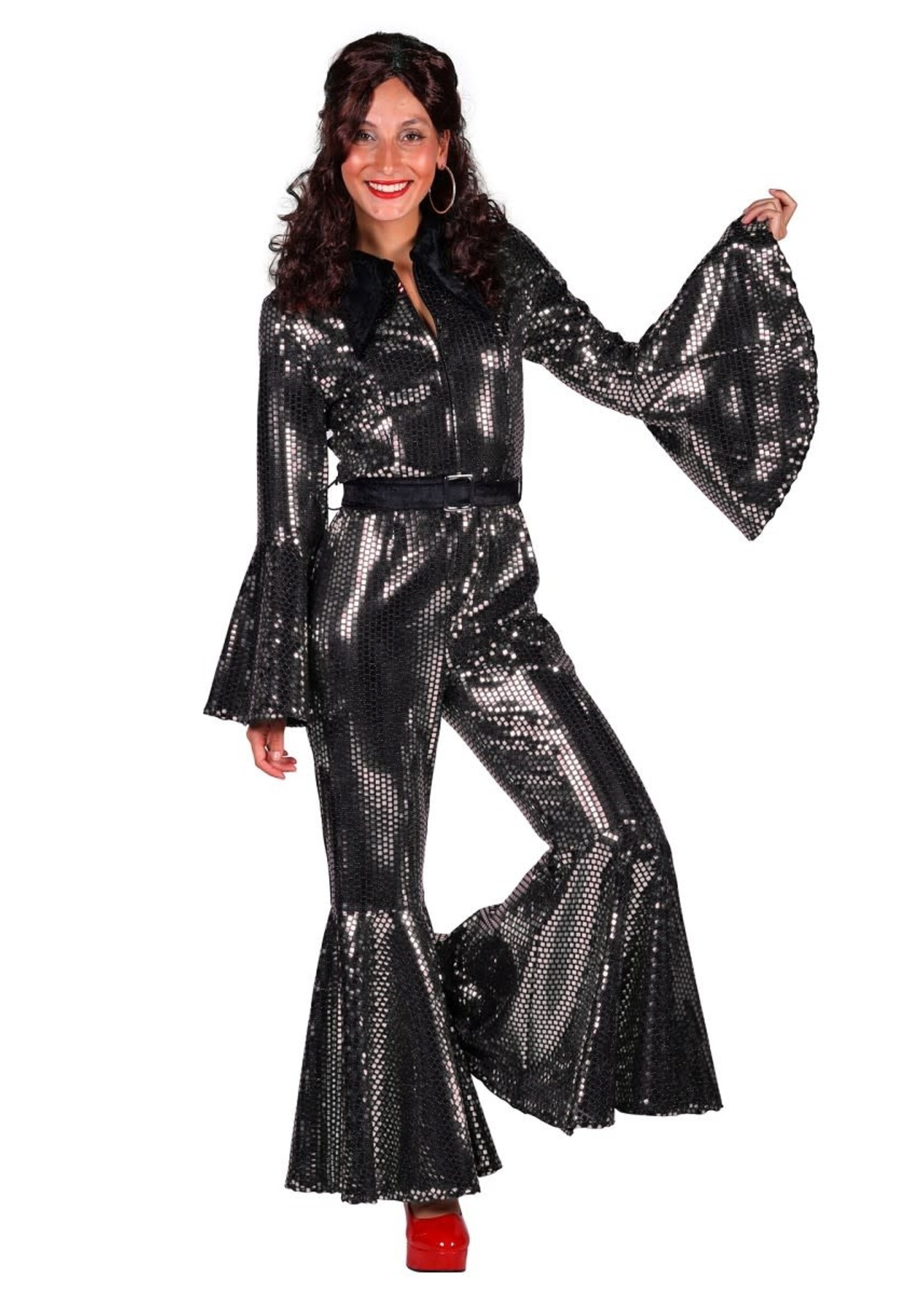 Feestkleding Breda Disco catsuit "Studio 54"Zilver