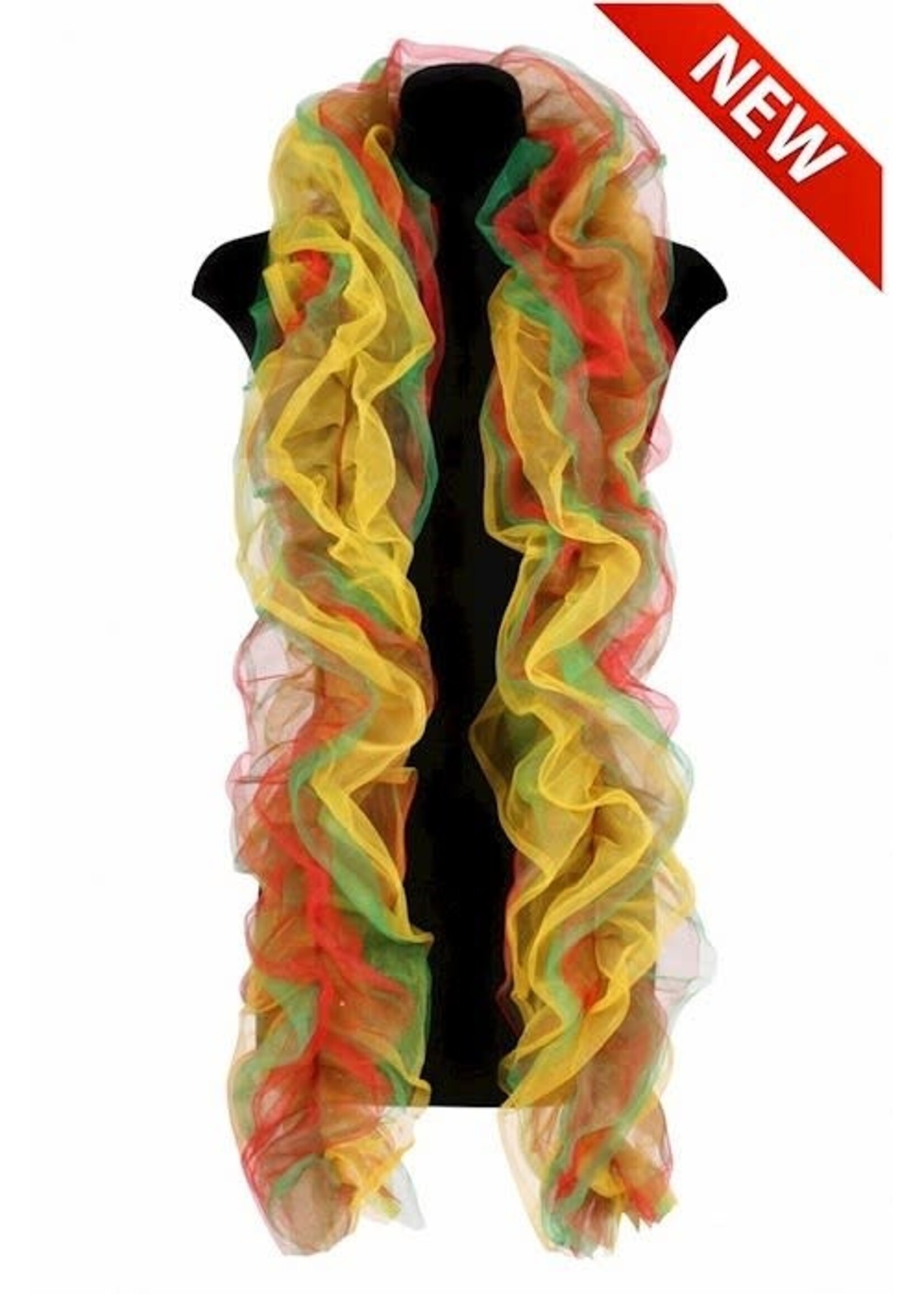 Thetru Organza Boa Deluxe Rood-Geel-Groen