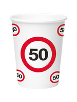 Folat Papieren bekers verkeersbord 50 350ml - 8 stuks