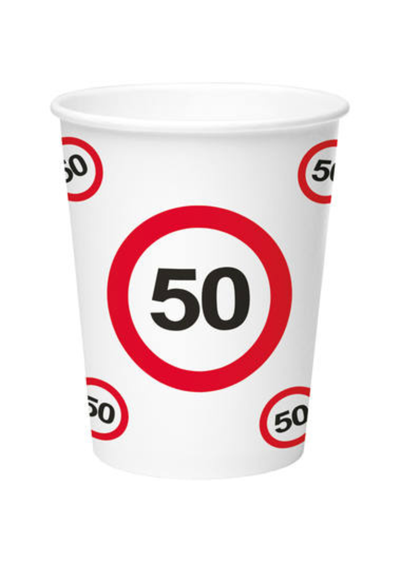 Folat Papieren bekers verkeersbord 50 350ml - 8 stuks
