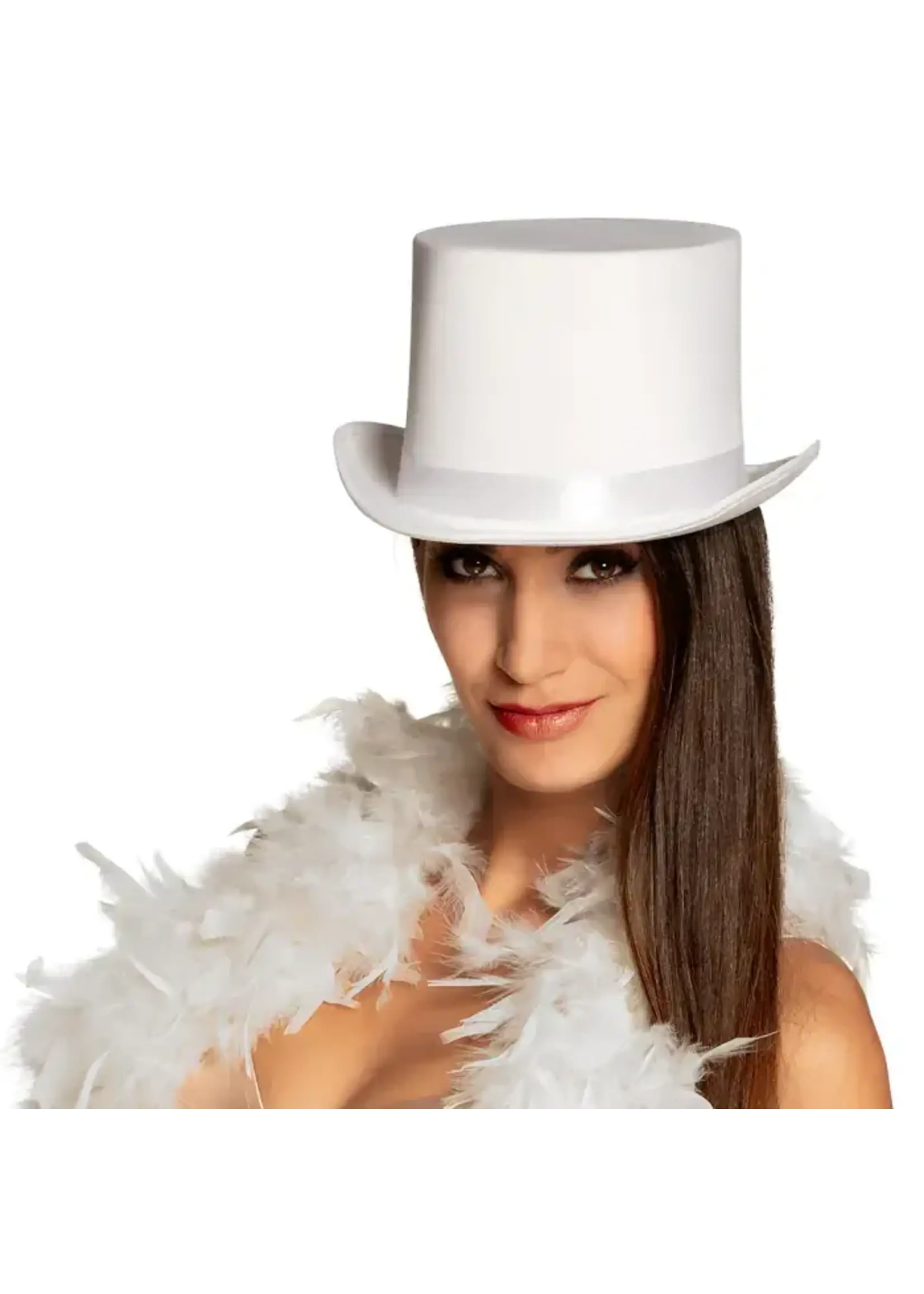 Feestkleding Breda Hoge hoed satin gala wit