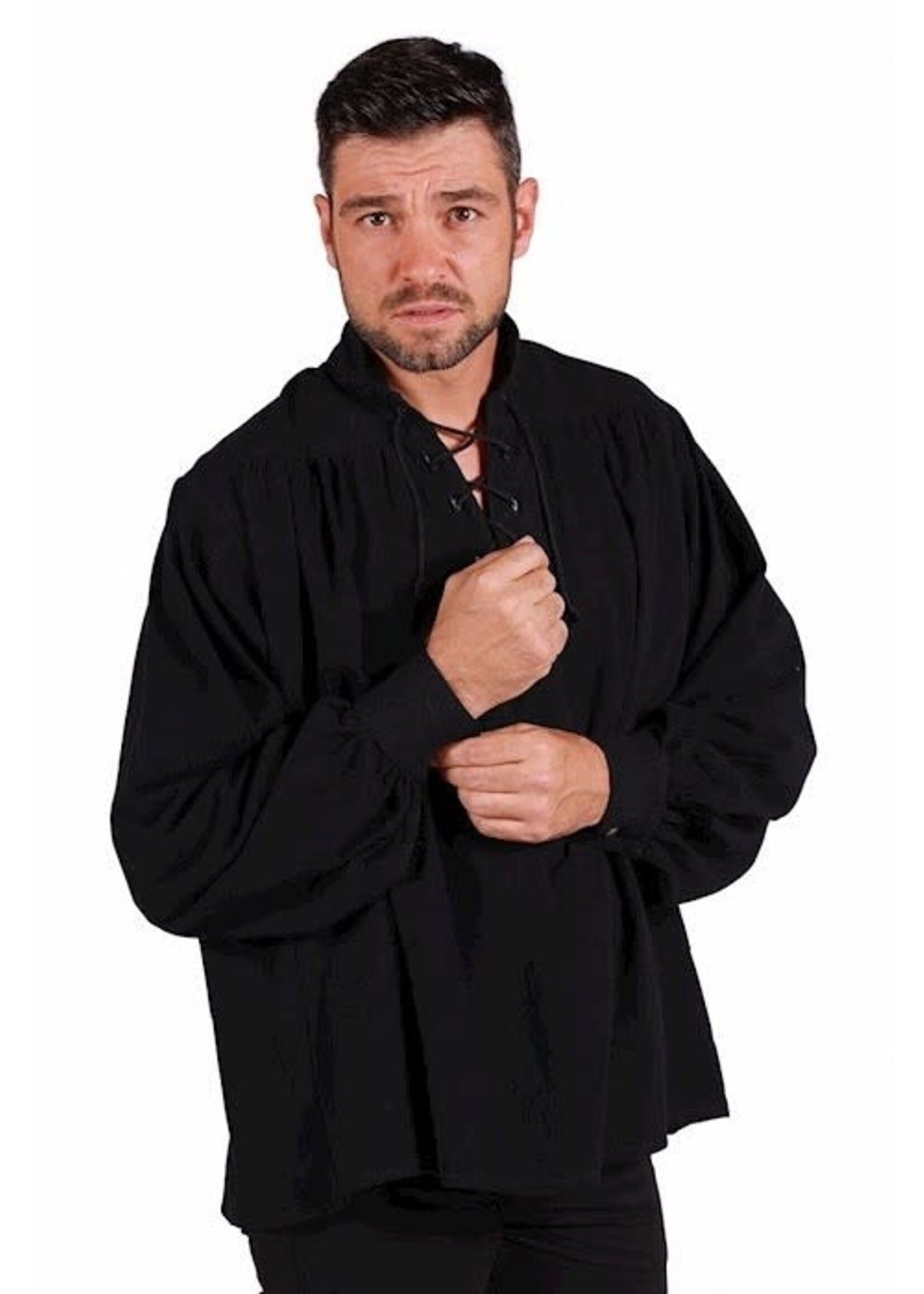 Feestkleding Breda Shirt Heren Piraat/Middeleeuwen Zwart