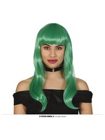 Feestkleding Breda Pruik  groen met lang haar