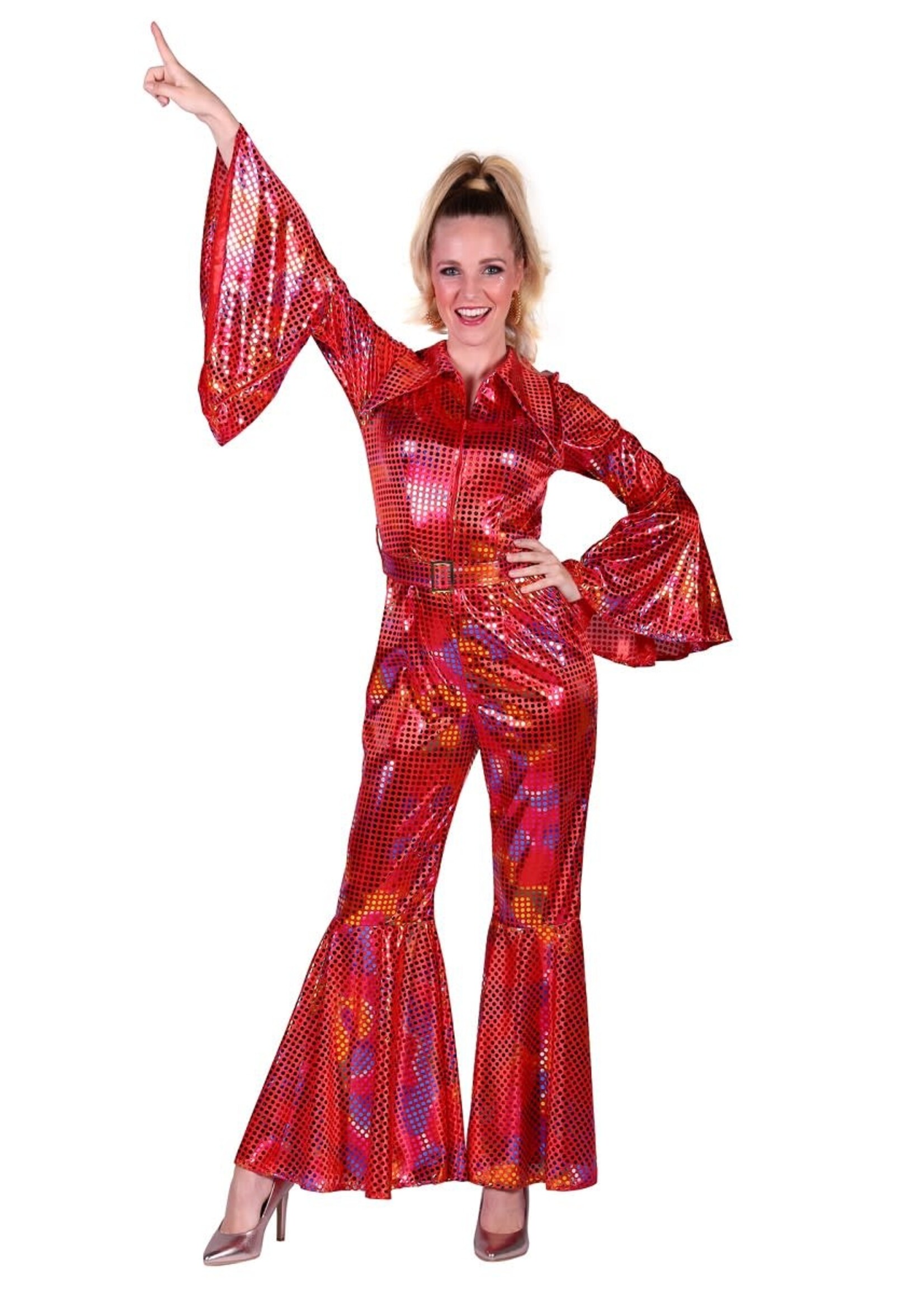 Feestkleding Breda Catsuit Disco Rood