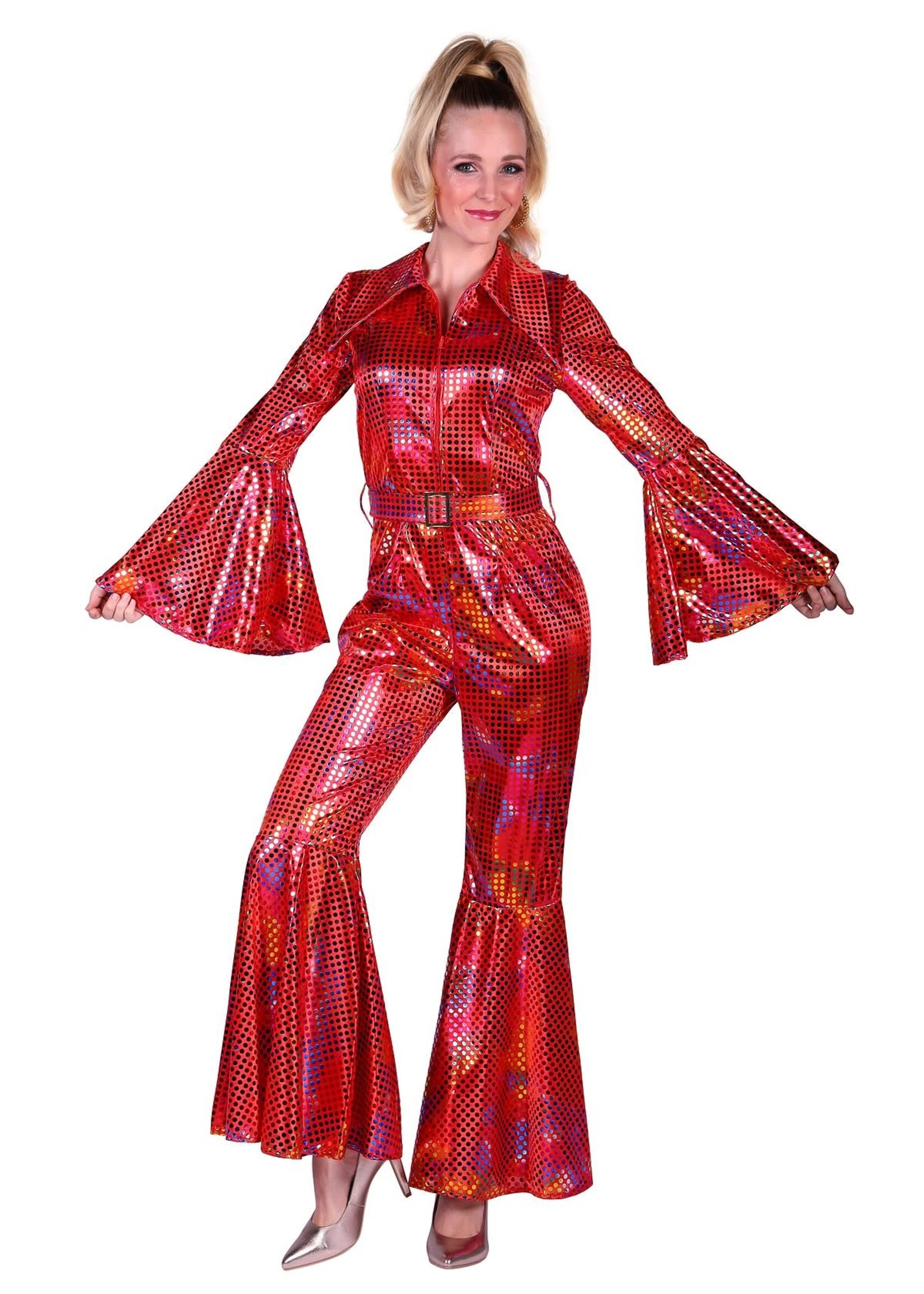 Feestkleding Breda Catsuit Disco Rood