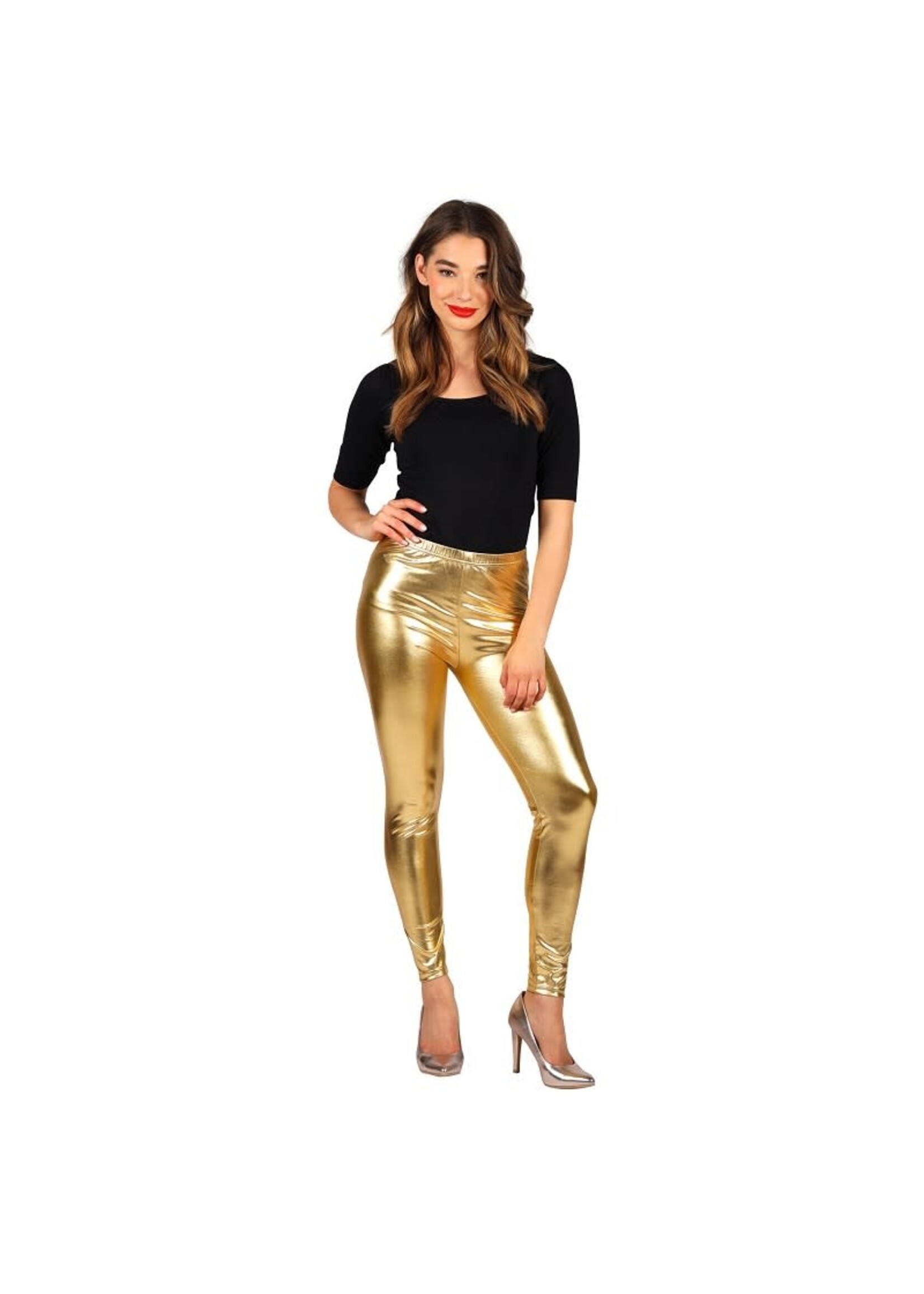 Feestkleding Breda Metallic legging goud