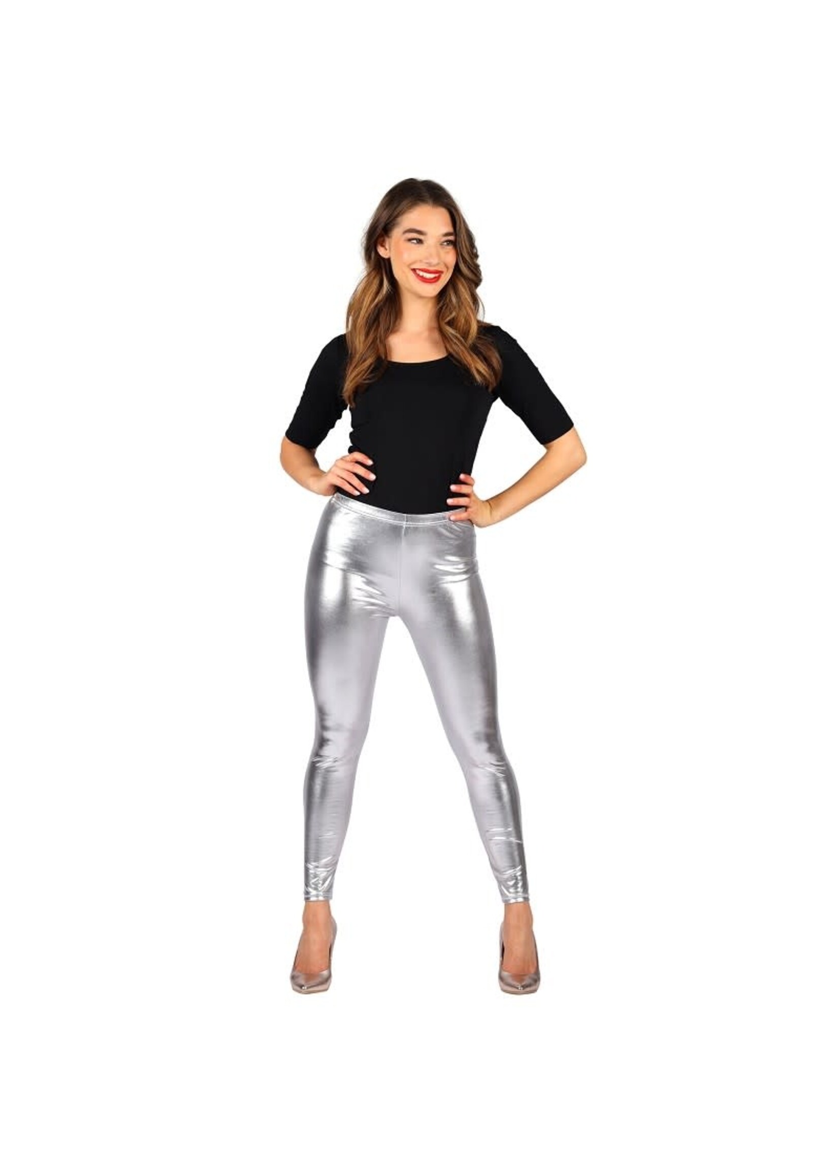 Feestkleding Breda Legging Metallic zilver