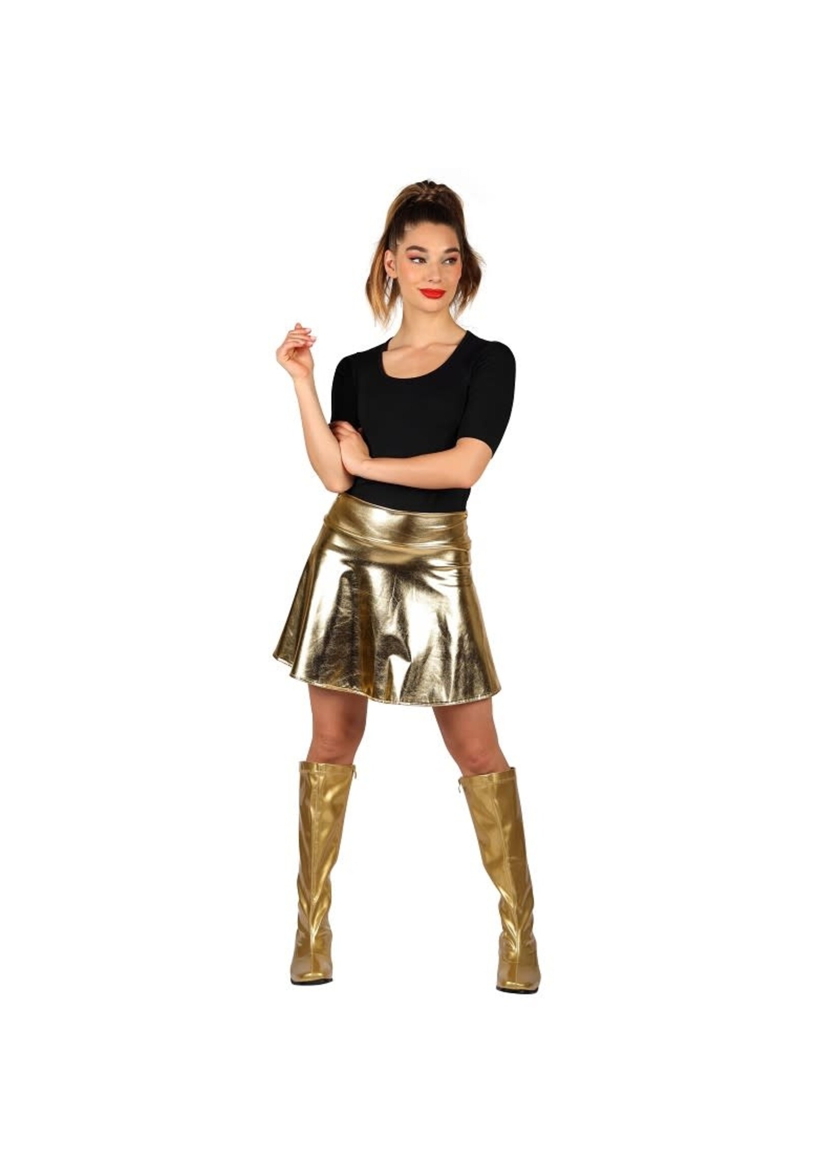 Thetru Metallic mini rokje goud - glanzend A-lijn rokje voor dames